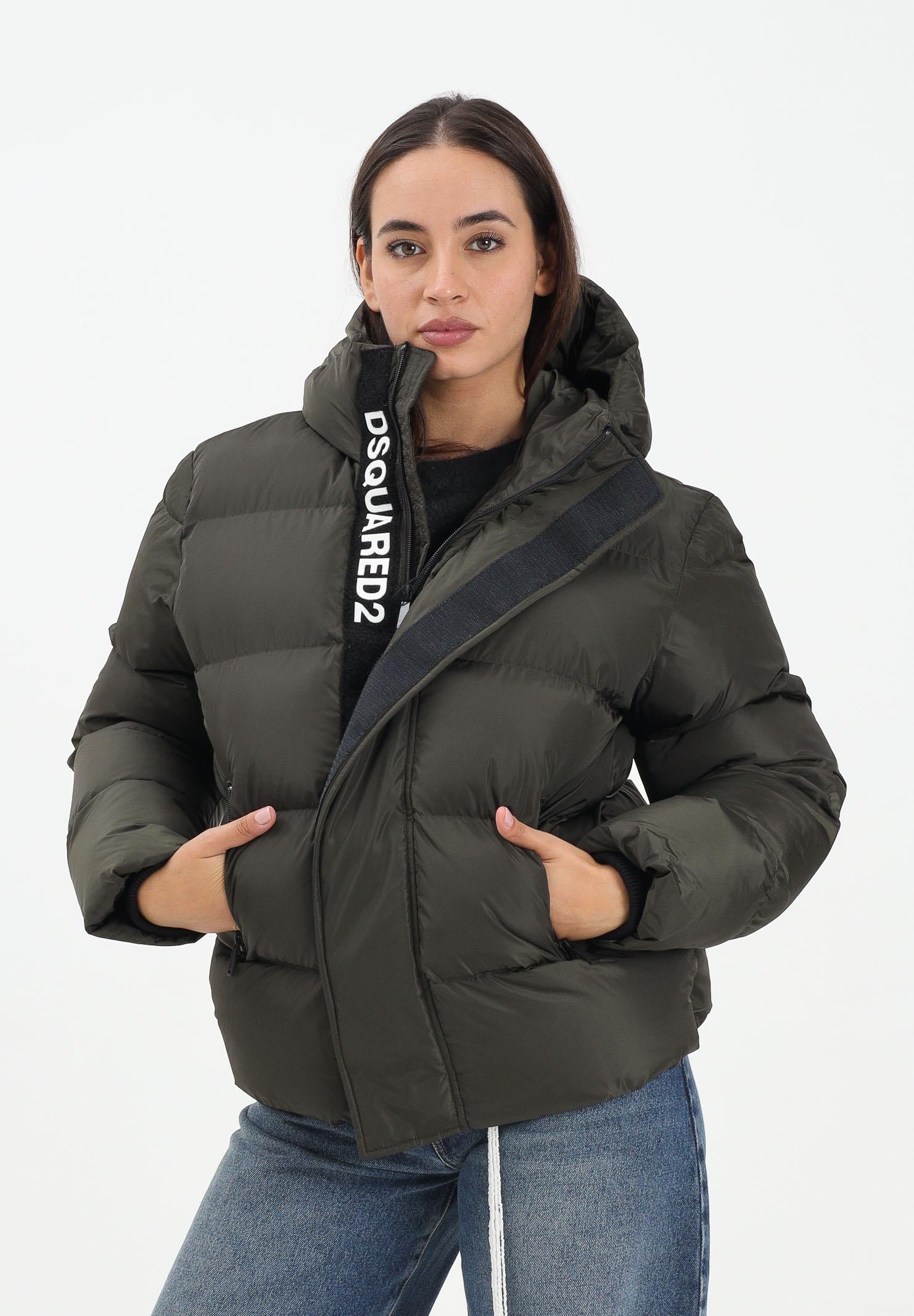 DSQUARED2 Piumino verde oliva per donna, ragazzi e bambini con logo DQ1090D00BN DQ518 DSQUARED2