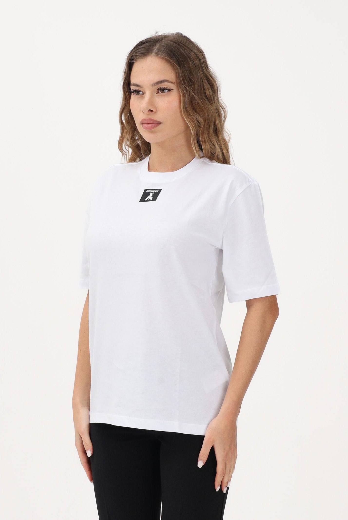 PATRIZIA PEPE T-shirt a manica corta bianca da donna con logo 8M1612J089 W103 PATRIZIA PEPE