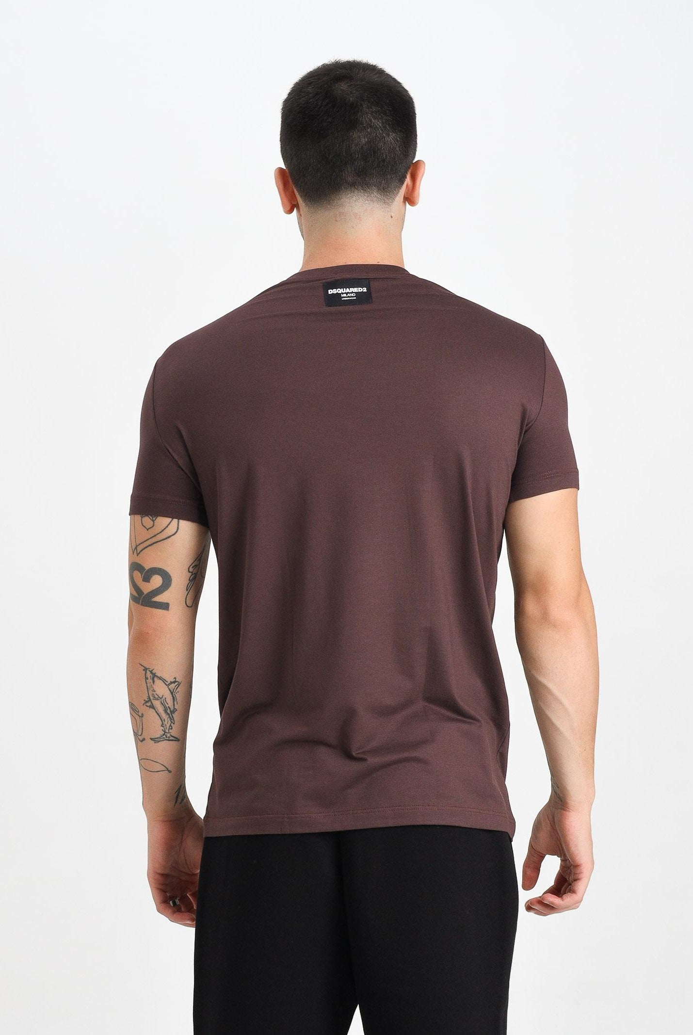 DSQUARED2 T-shirt a manica corta marrone da uomo con logo sul retro D9M206030 502 DSQUARED2