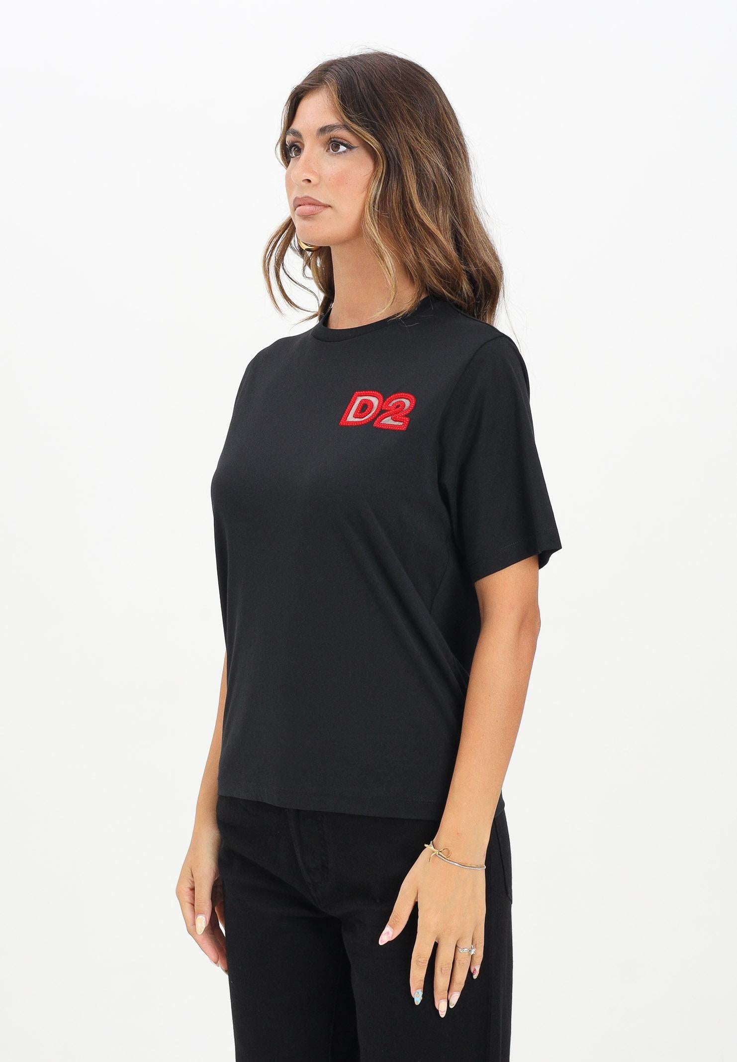 DSQUARED2 T-shirt a manica corta nera per donna, ragazzi e bambini con logo Beads DQ2996D00MM DQ900 DSQUARED2