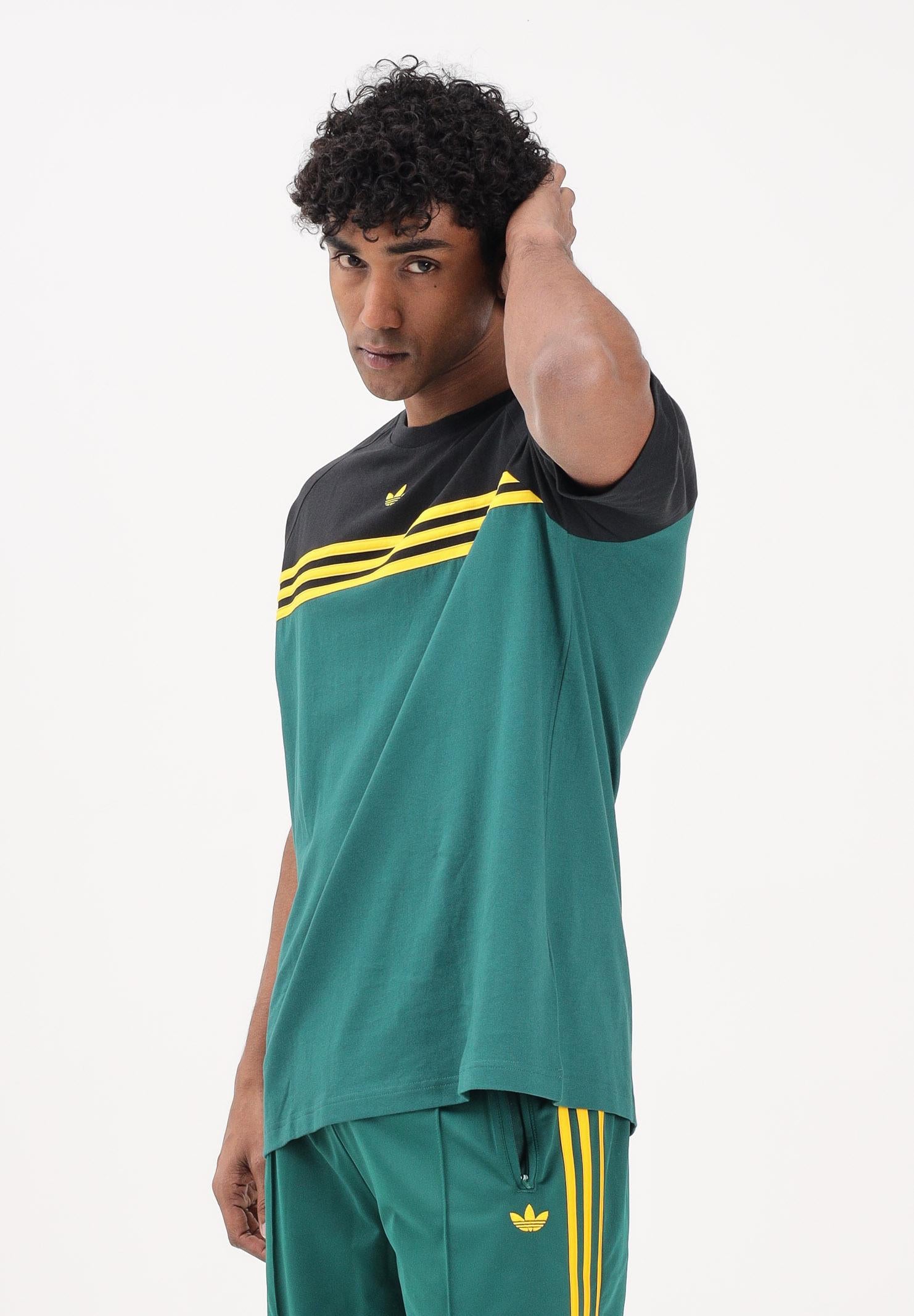 ADIDAS ORIGINALS T-shirt a manica corta CHEST STRIPES verde e nera da uomo KE3307 . ADIDAS ORIGINALS