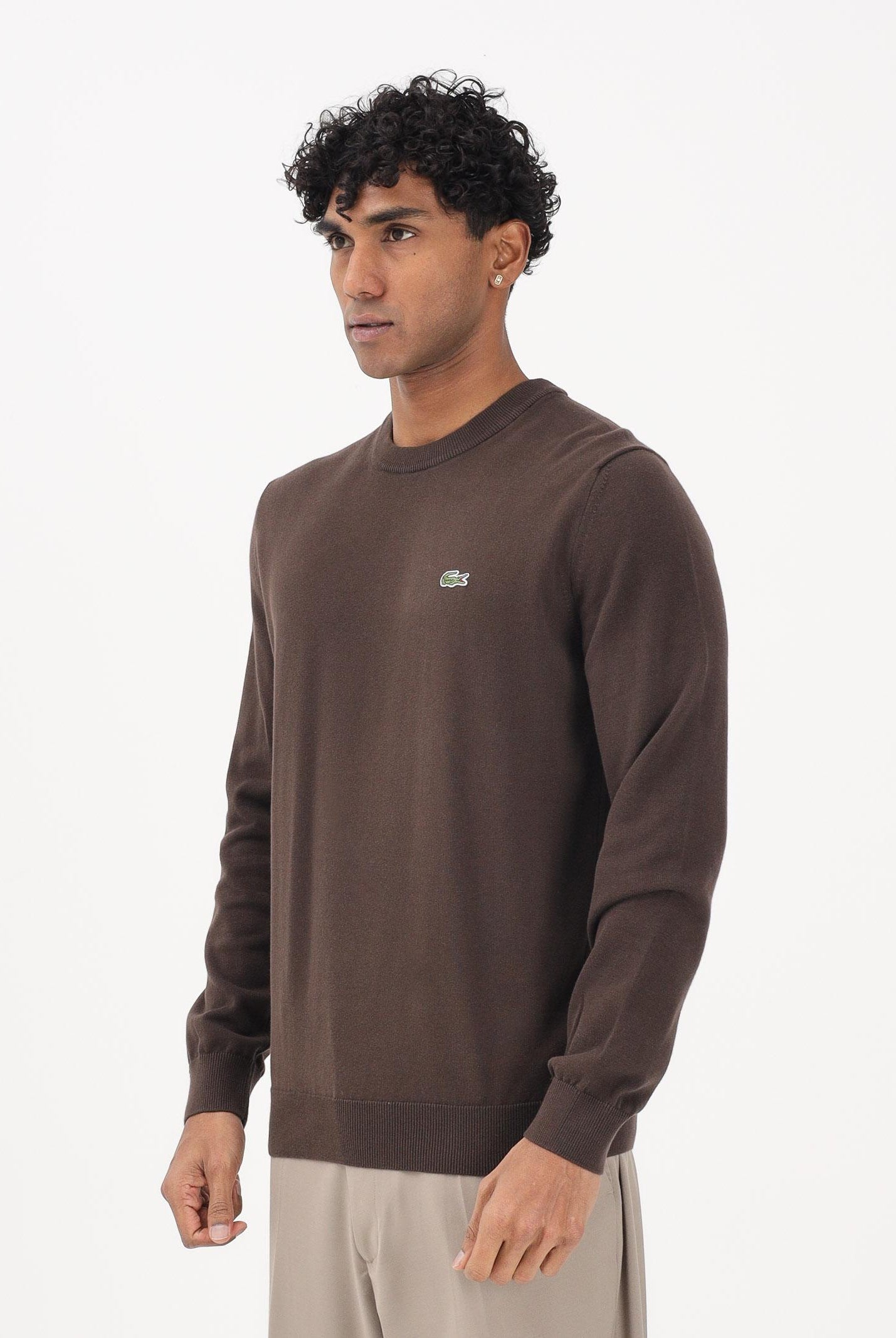 LACOSTE Maglioncino girocollo marrone da uomo AH1985 3LA LACOSTE