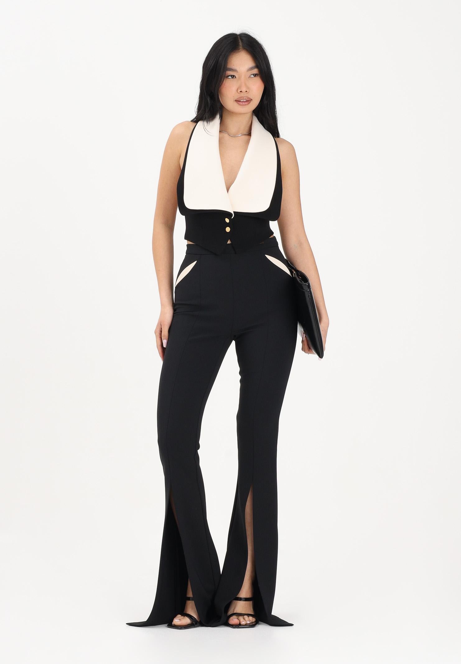 ELISABETTA FRANCHI Pantalone elegante nero da donna con cut-out e spacchi PA15961E2 685 ELISABETTA FRANCHI