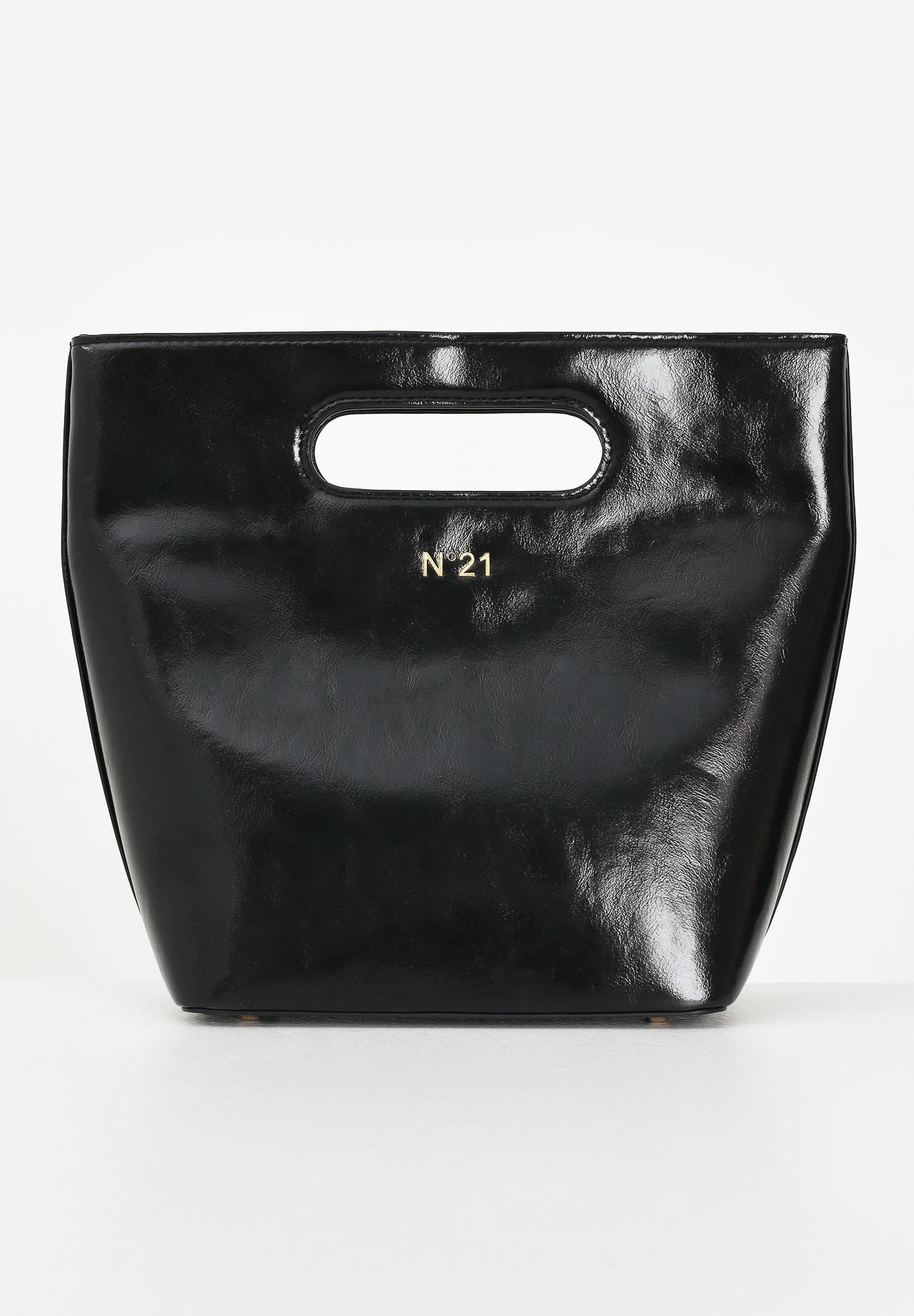 N21 Borsa a mano nera da donna in tessuto spalmato con logo N°21 N2109AN0246 0N900 N21