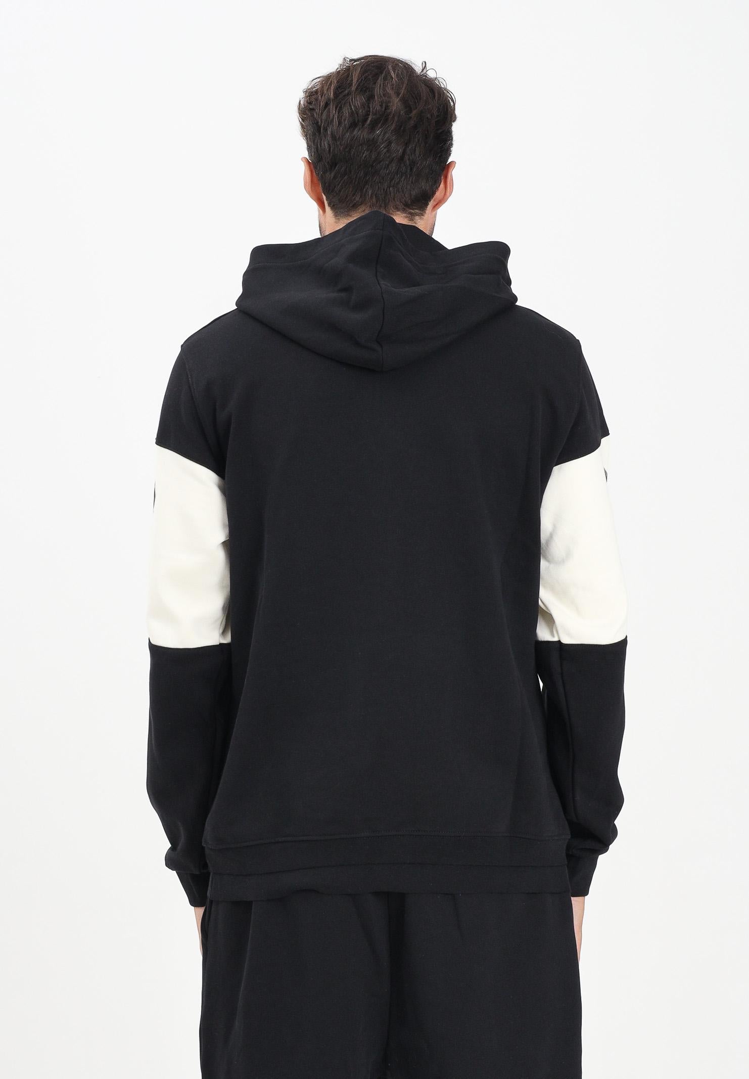 DISCLAIMER Felpa con cappuccio nera da uomo rifinita da inserto panna con logo 25IDS55362 NELA DISCLAIMER