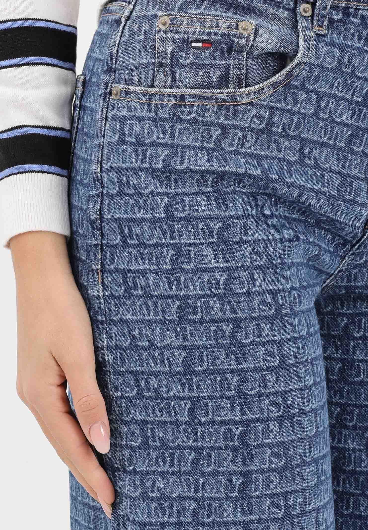 TOMMY JEANS Jeans in denim medio da donna con logo laserato all over DW0DW22470 1A5 TOMMY JEANS