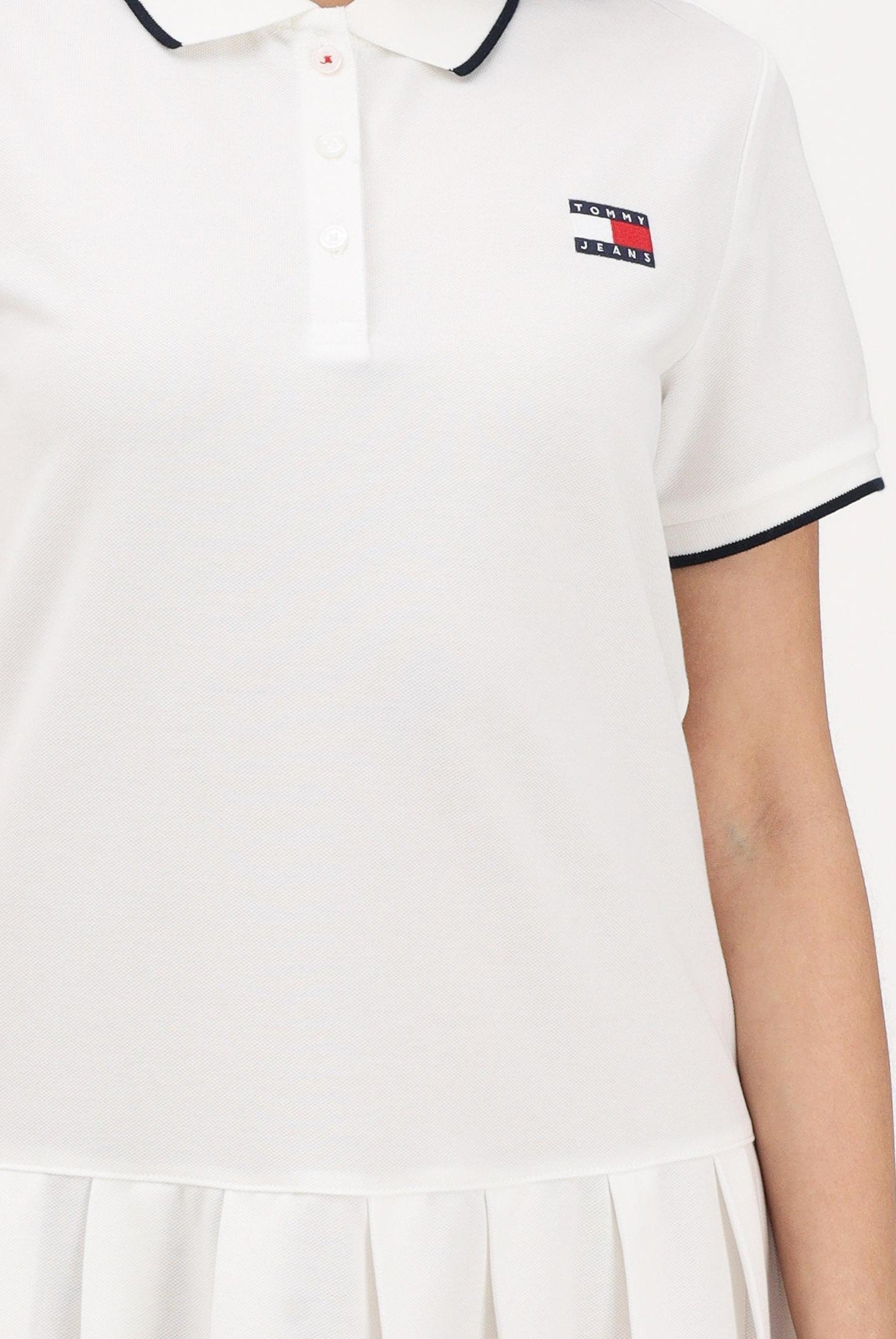 TOMMY JEANS Abito corto bianco da donna dallo stile sporty-chic DW0DW22328 YBL TOMMY JEANS