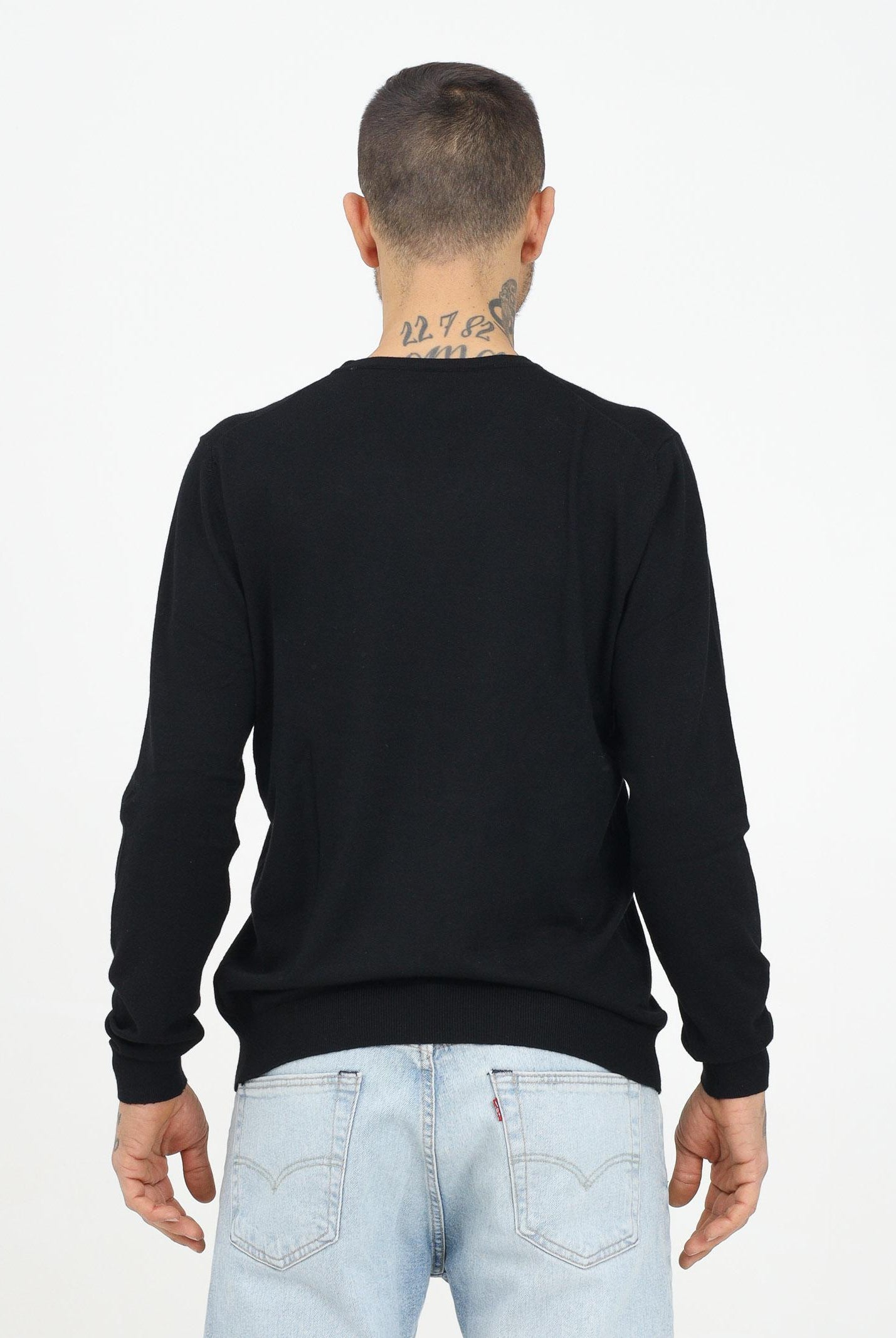 Maglioncino nero per uomo e donna con ricamo logo PAVIDAS-SWEATER BLACK PAVIDAS