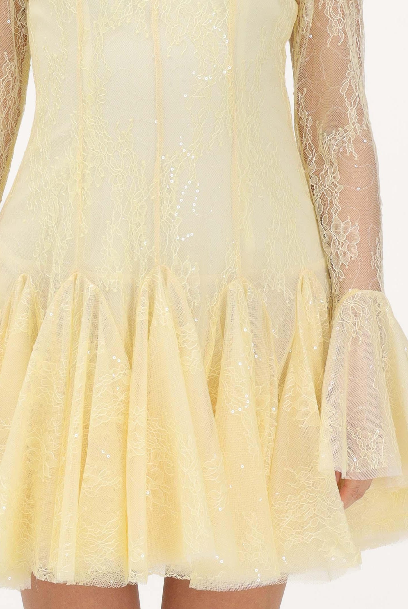 ODI ODI Abito corto giallo da donna in pizzo e tulle BACOLI110S6 D9 ODI ODI