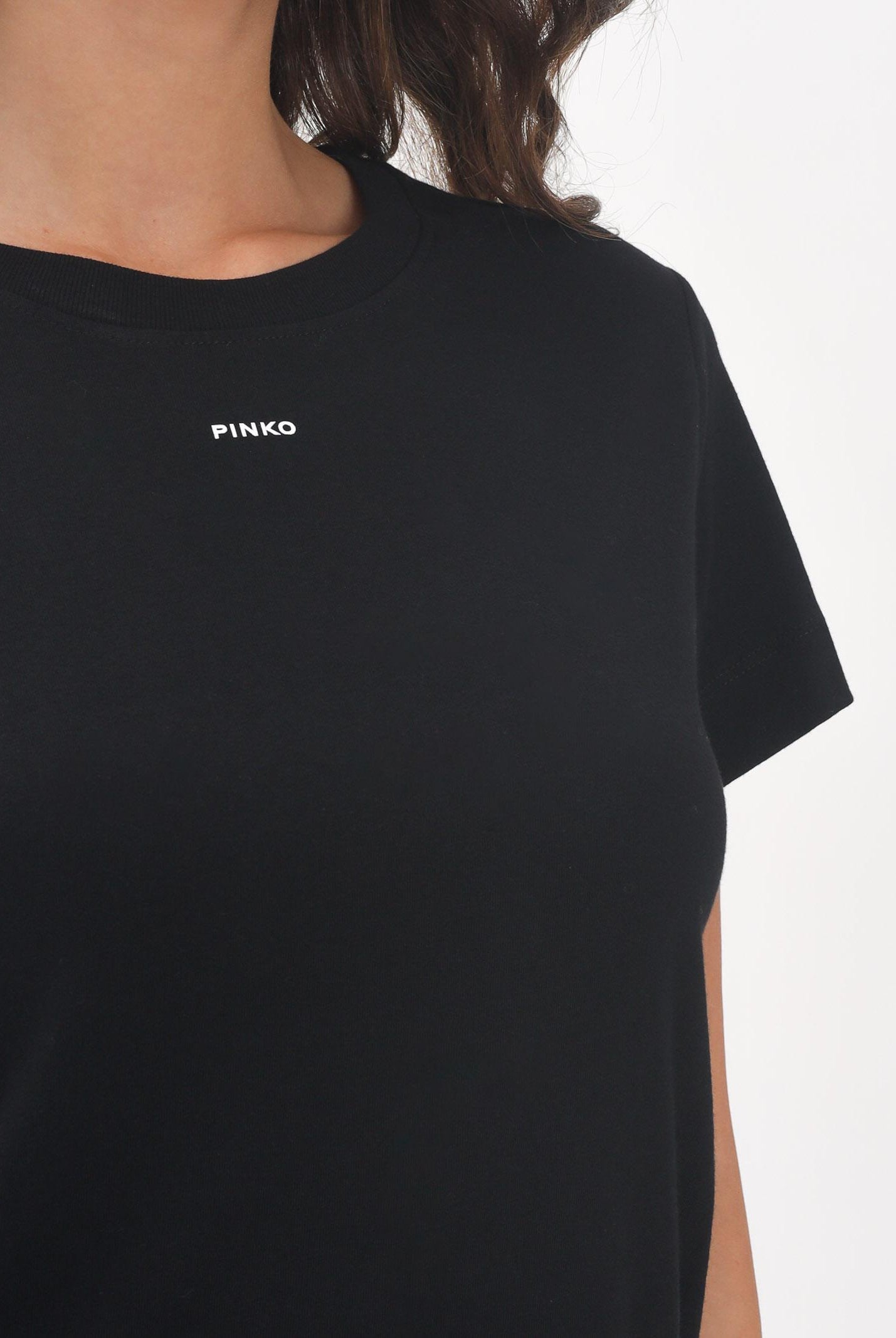 PINKO T-shirt a manica corta nera da donna con logo 100373A2RE Z99 PINKO