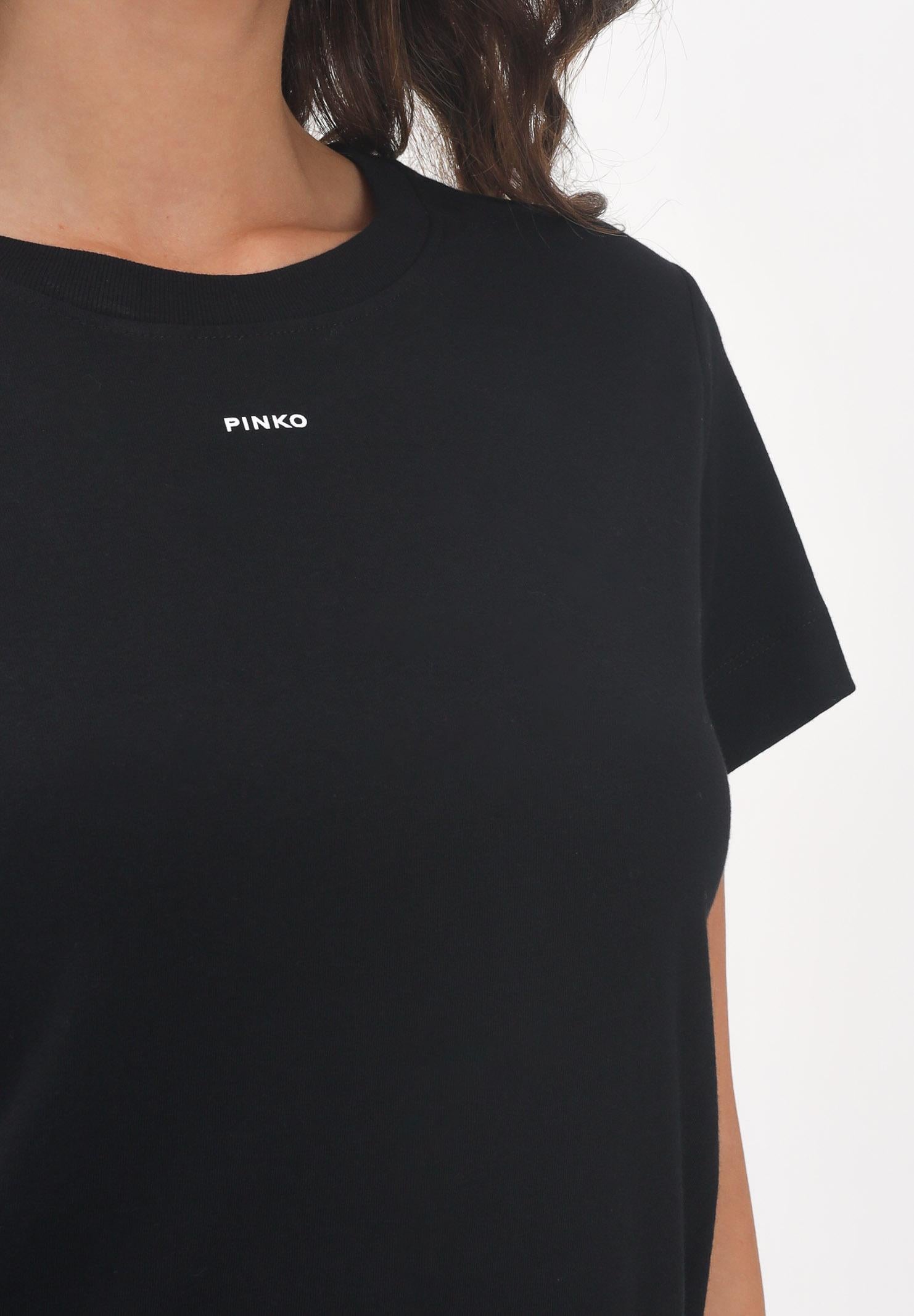 PINKO T-shirt a manica corta nera da donna con logo 100373A2RE Z99 PINKO