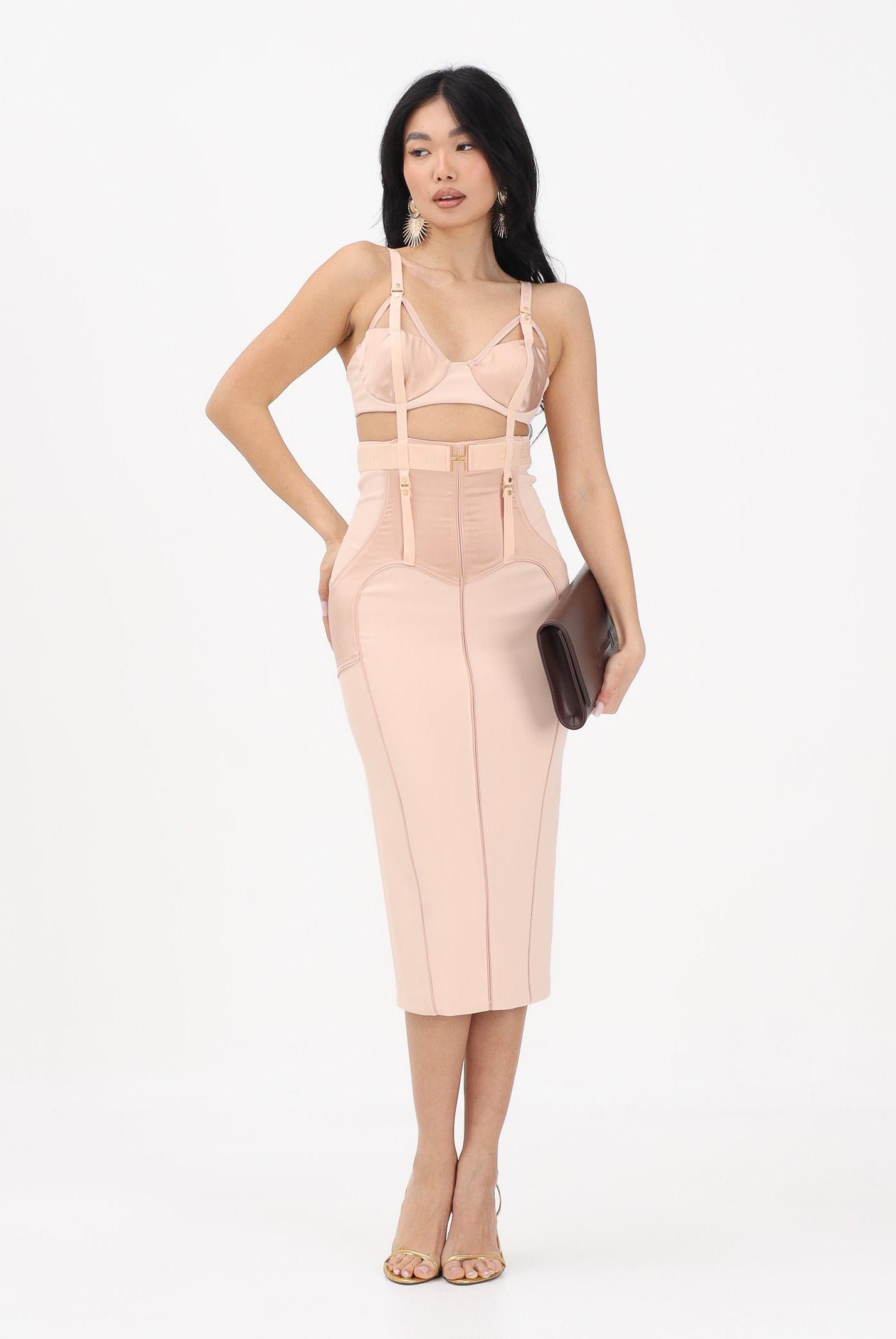 ELISABETTA FRANCHI Abito midi a tubino nude da donna AB88162E2 EA1 ELISABETTA FRANCHI