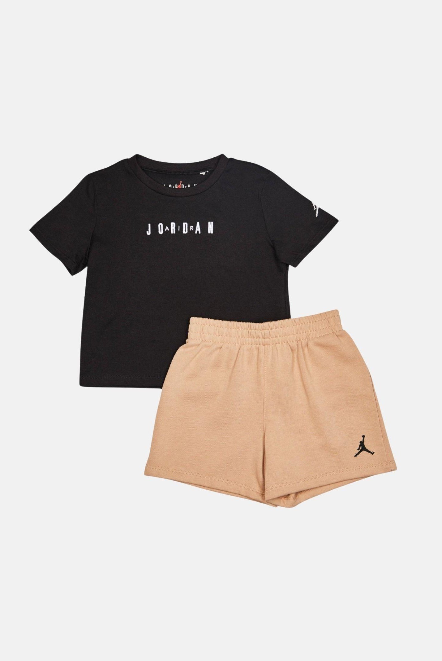 JORDAN Completino Wordmark Emb nero e beige da neonato 65F758 X0L JORDAN