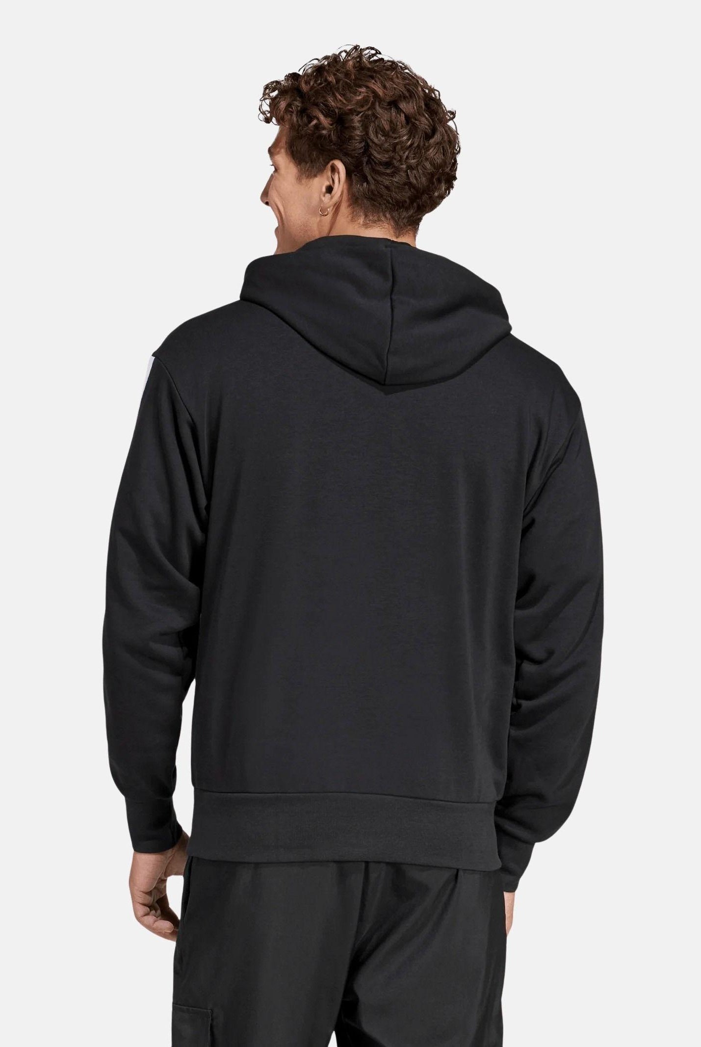 ADIDAS PERFORMANCE Felpa con cappuccio Essentials 3 Stripes nera da uomo JD1874 . ADIDAS PERFORMANCE