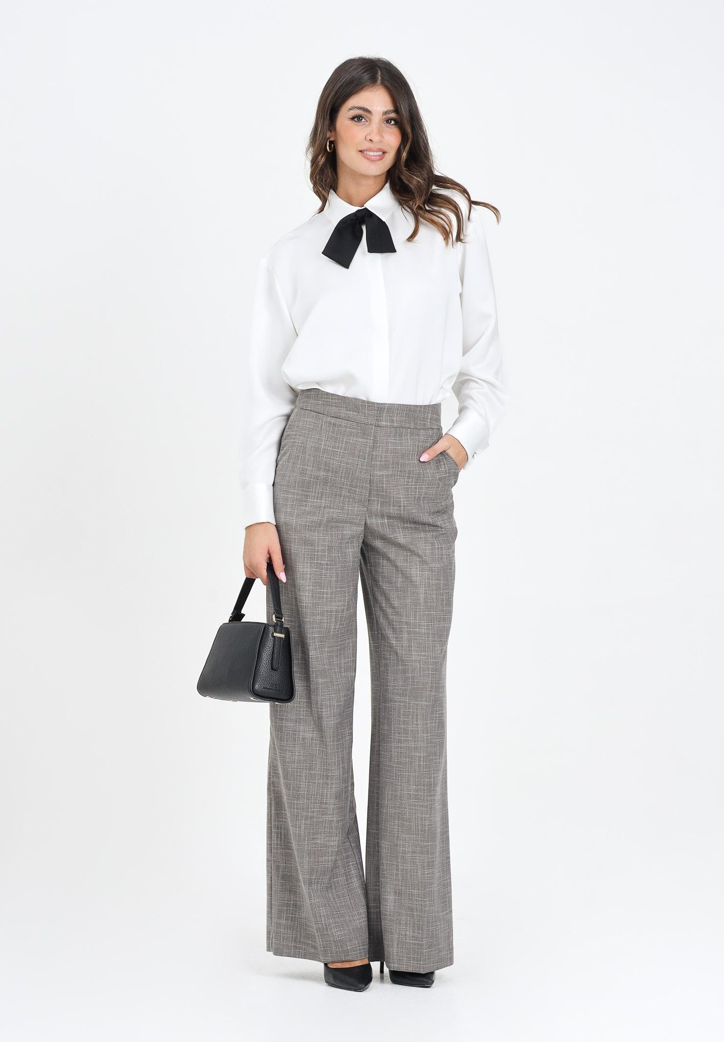 SIMONA CORSELLINI Pantalone elegante grigio da donna con motivo gessato incrociato A25CPPA015S1-C00298 V0000 SIMONA CORSELLINI