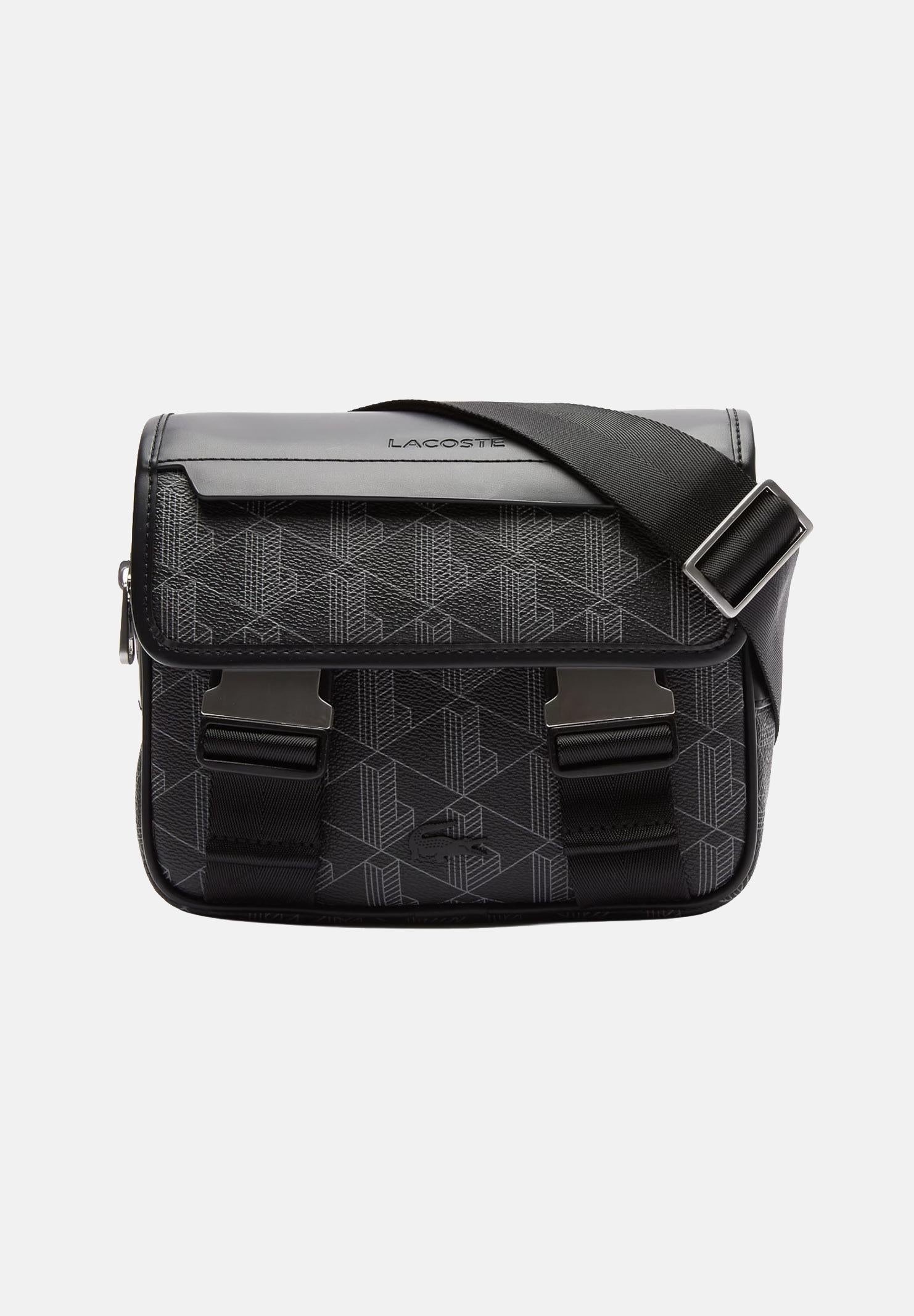 LACOSTE Borsa a tracolla nera per uomo e donna con monogramma The Blend NH3787 H45 LACOSTE