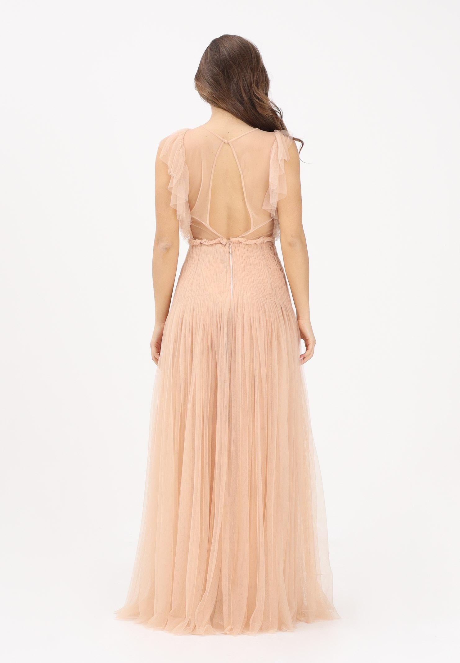ELISABETTA FRANCHI Abito lungo nude da donna in tulle AR80J62E2 EA1 ELISABETTA FRANCHI