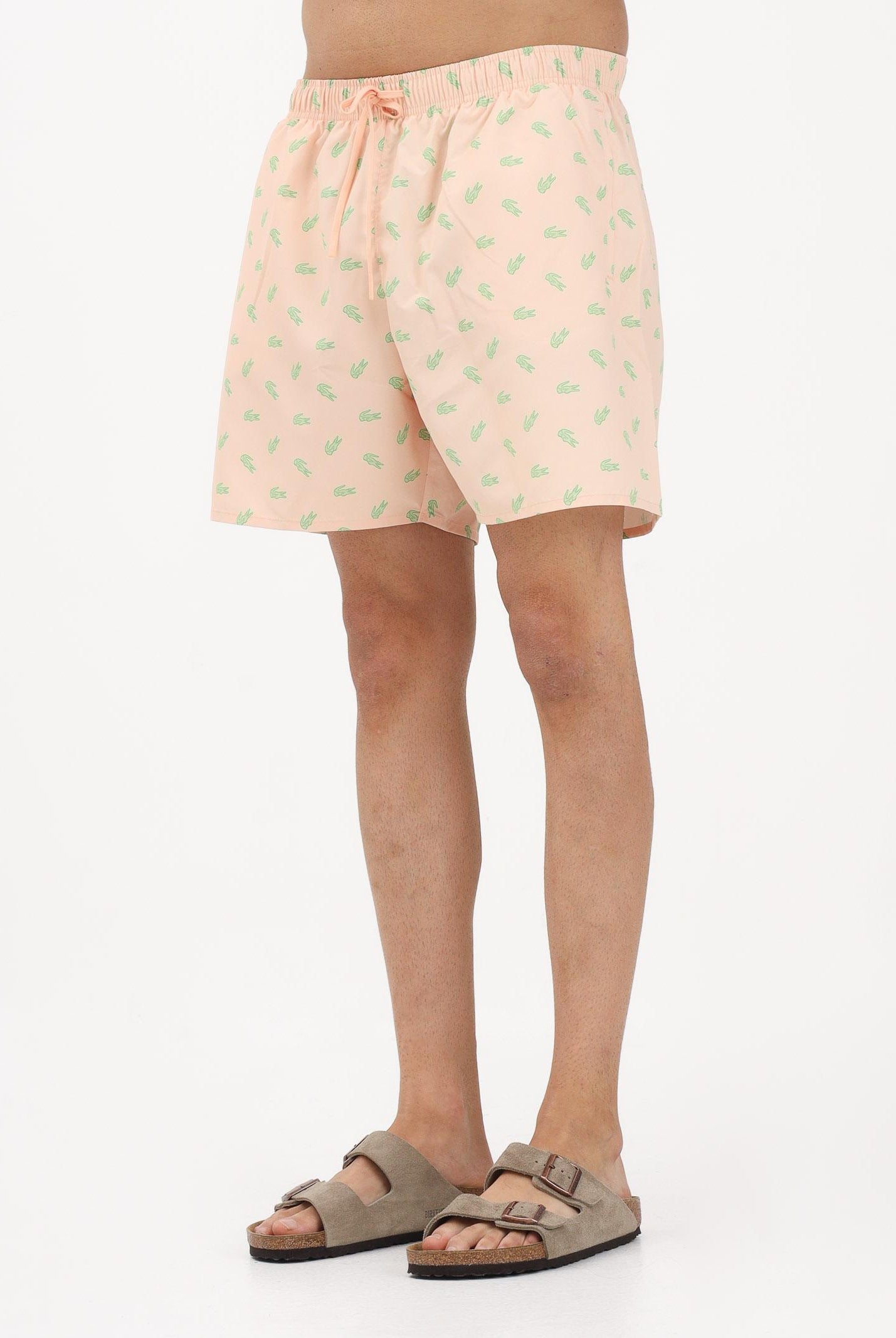 LACOSTE Shorts mare rosa pesca da uomo con stampa coccodrillo MH1851 BIG LACOSTE