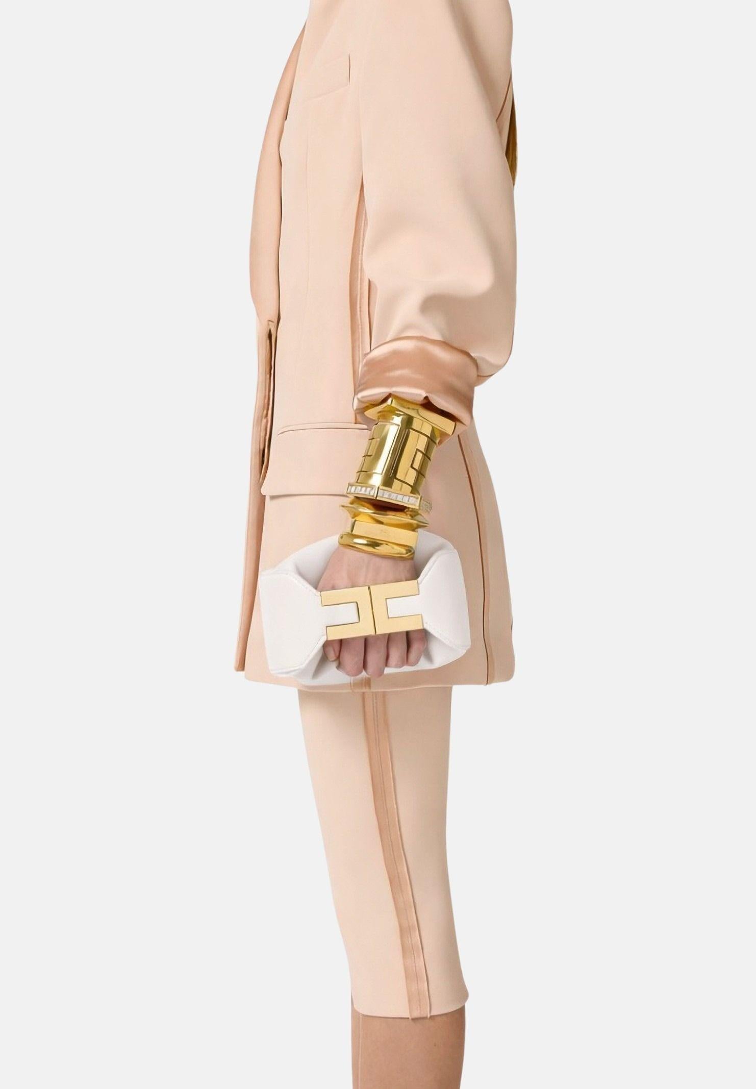 ELISABETTA FRANCHI Borsa a mano avorio da donna con manico gioiello BS07A62E2 360 ELISABETTA FRANCHI