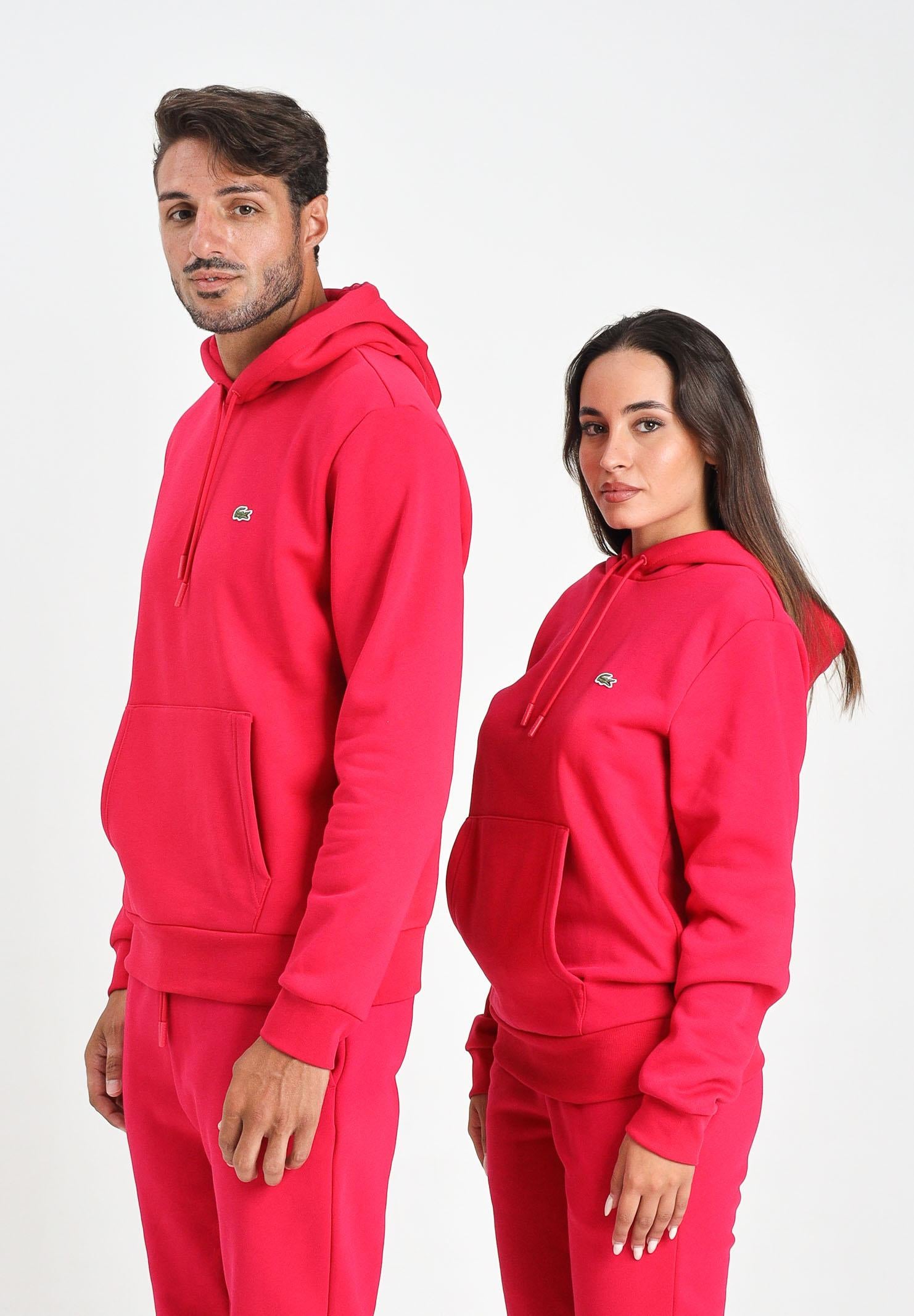 LACOSTE Felpa con cappuccio color fragola per uomo e donna SH9623 U8X LACOSTE