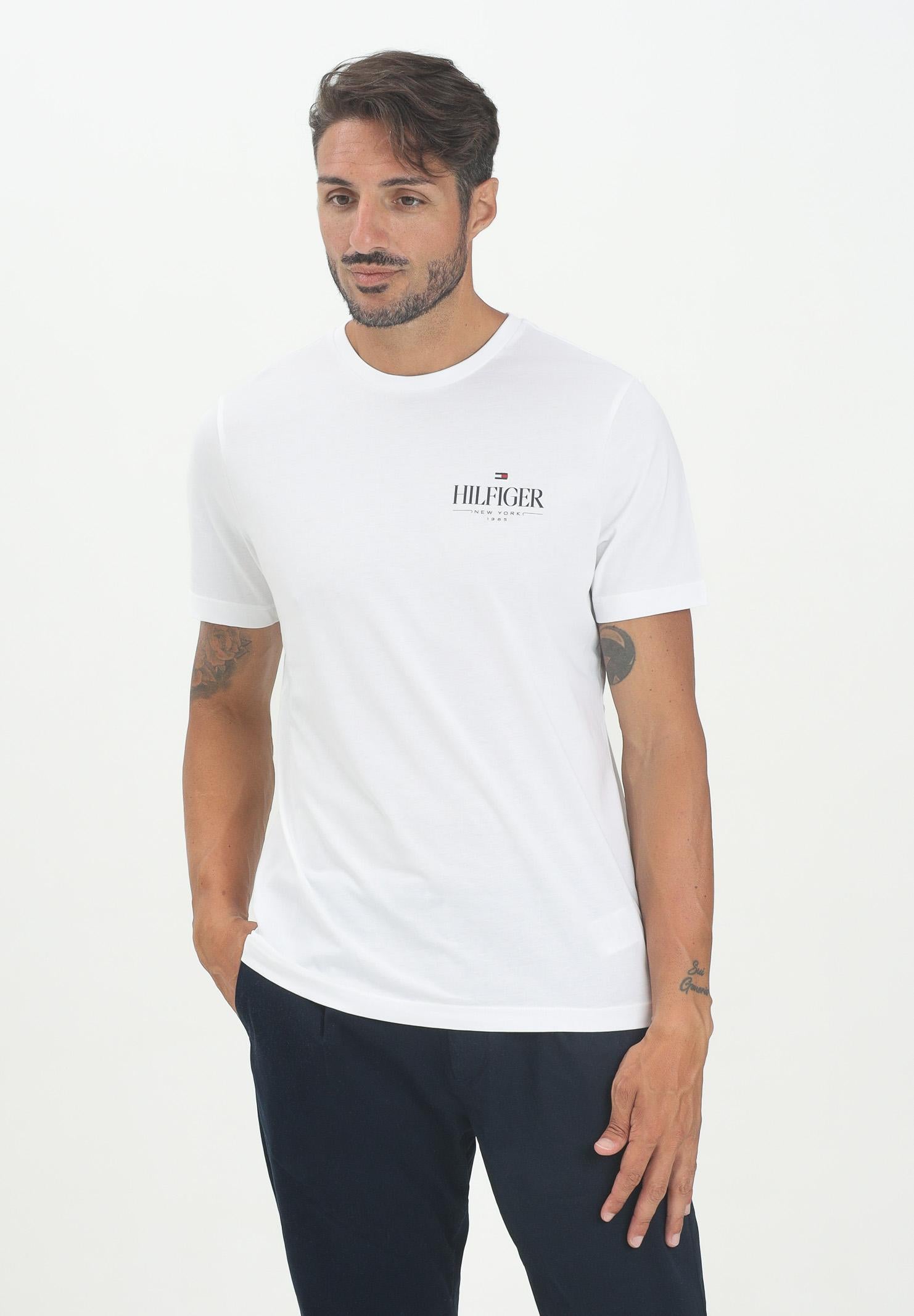 TOMMY HILFIGER T-shirt a manica corta bianca da uomo con logo MW0MW39355YBR TOMMY HILFIGER