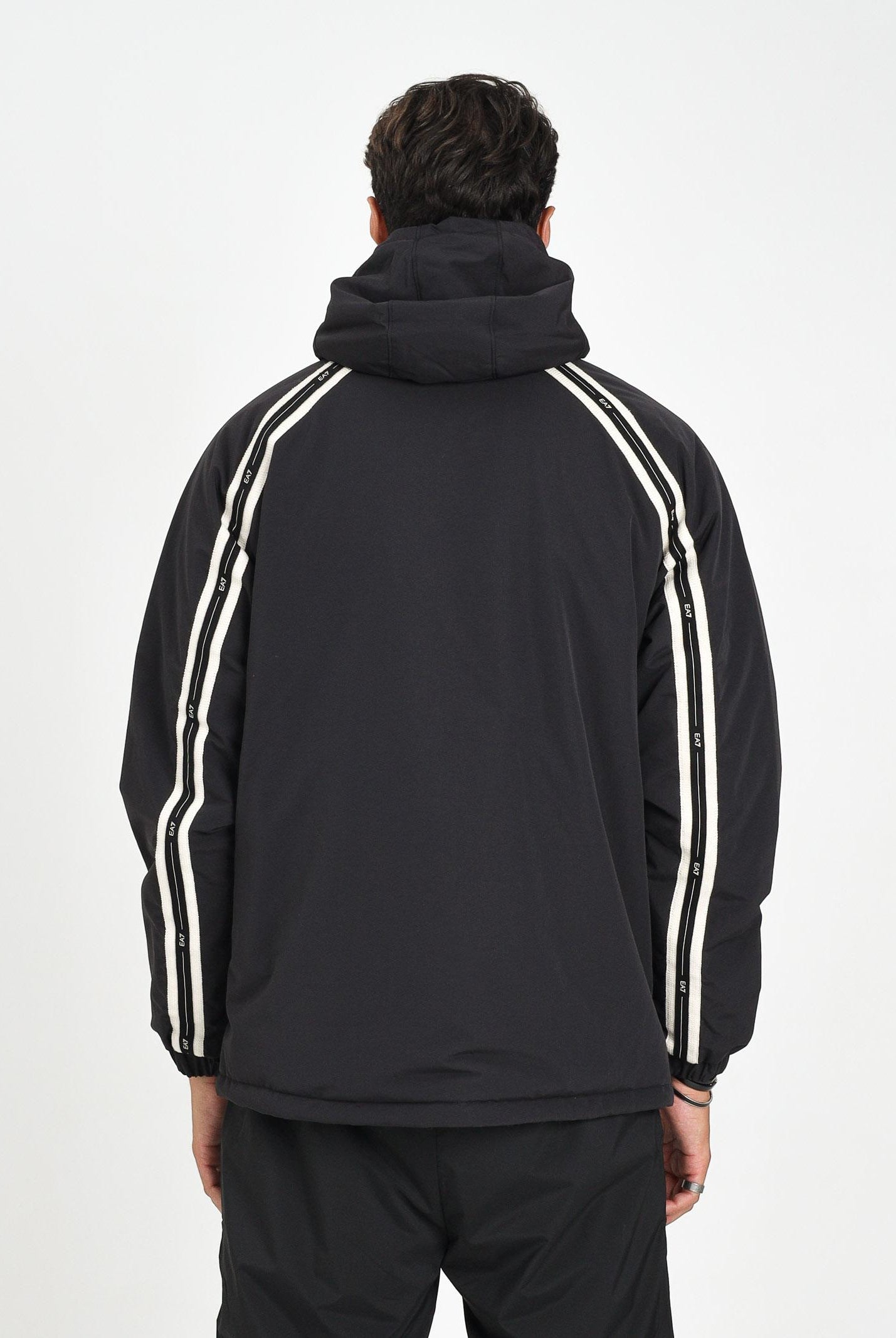 EA7 Piumino nero da uomo con bande logate 7M000975AF16828 UC001 EA7