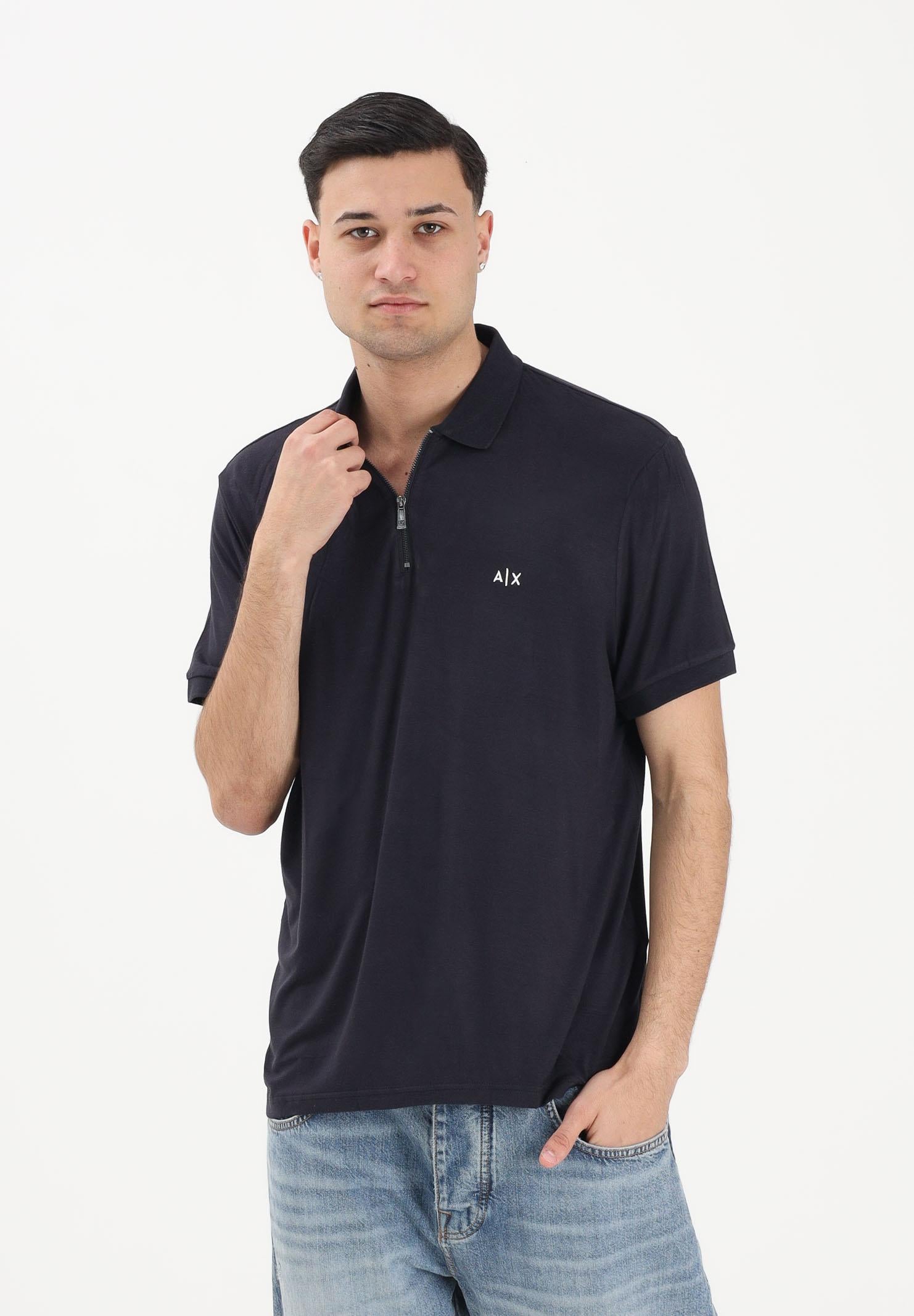 ARMANI EXCHANGE Polo a manica corta blu da uomo con zip XM002372AF21936 UB101 ARMANI EXCHANGE