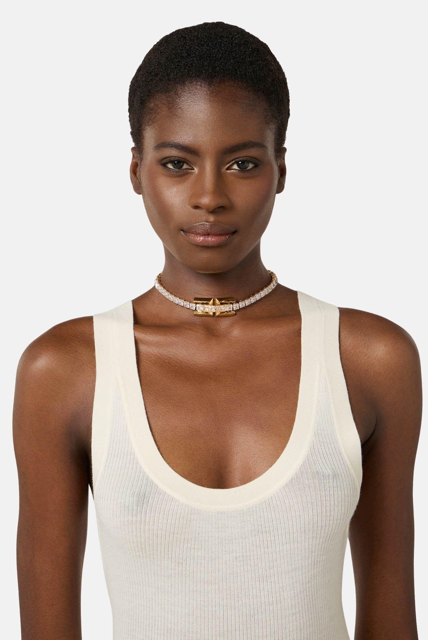 ELISABETTA FRANCHI Collana oro da donna in strass con logo<BR/> CO64D62E2 U95 ELISABETTA FRANCHI