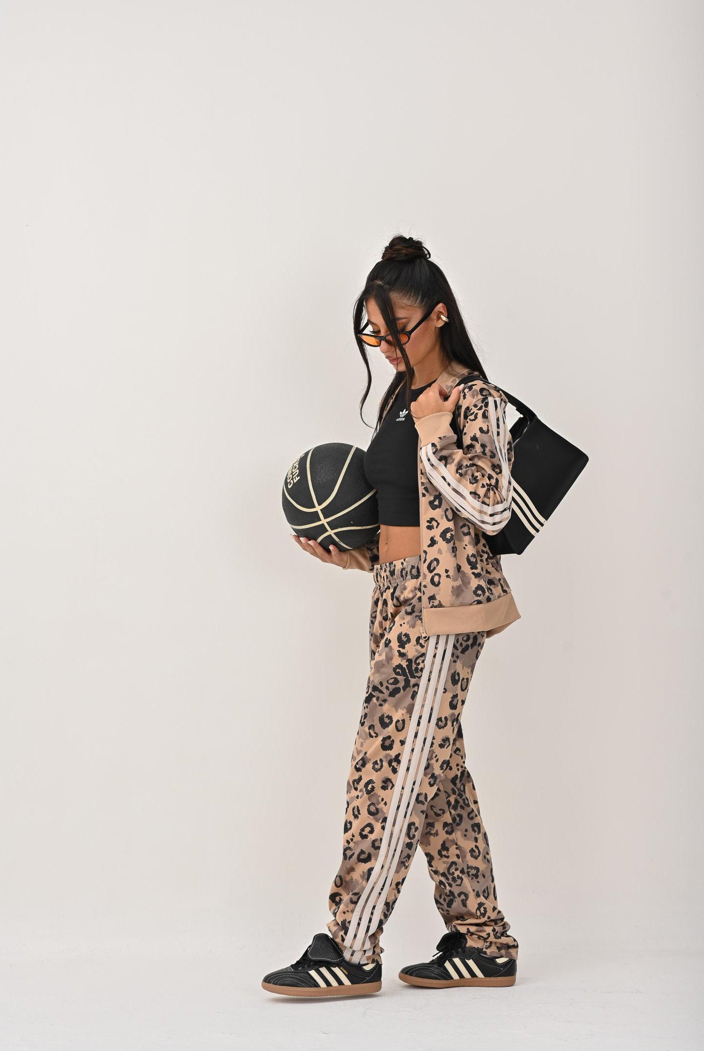 ADIDAS PERFORMANCE Tuta Essentials 3-Stripes Leo beige da donna JW8760  ADIDAS PERFORMANCE