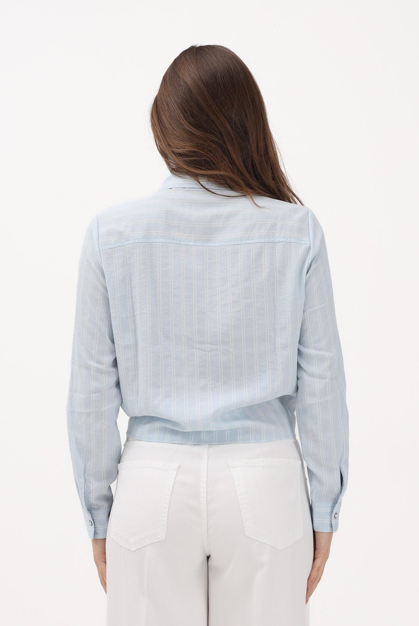 ONLY Camicia a manica lunga azzurra da donna con sottili righe e taschino 15195910 CEBR ONLY