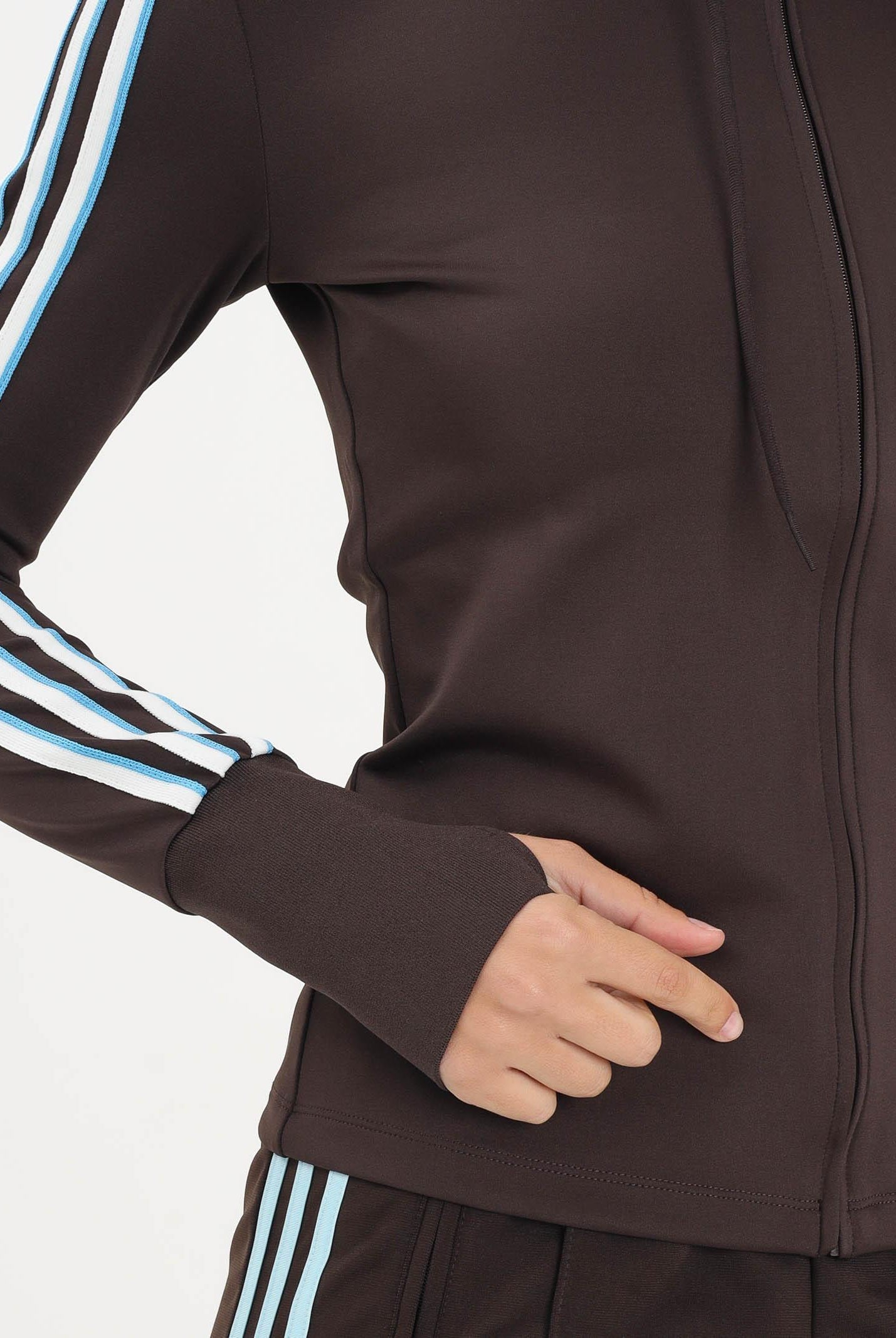 ADIDAS ORIGINALS Felpa con zip Trefoil marrone da donna KW4550 . ADIDAS ORIGINALS