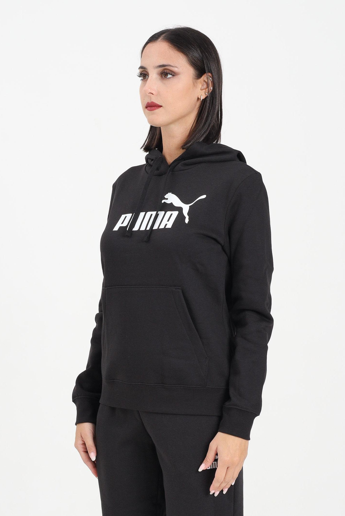 PUMA Felpa con cappuccio Essentials No. 1 nera da donna 682388 01 PUMA