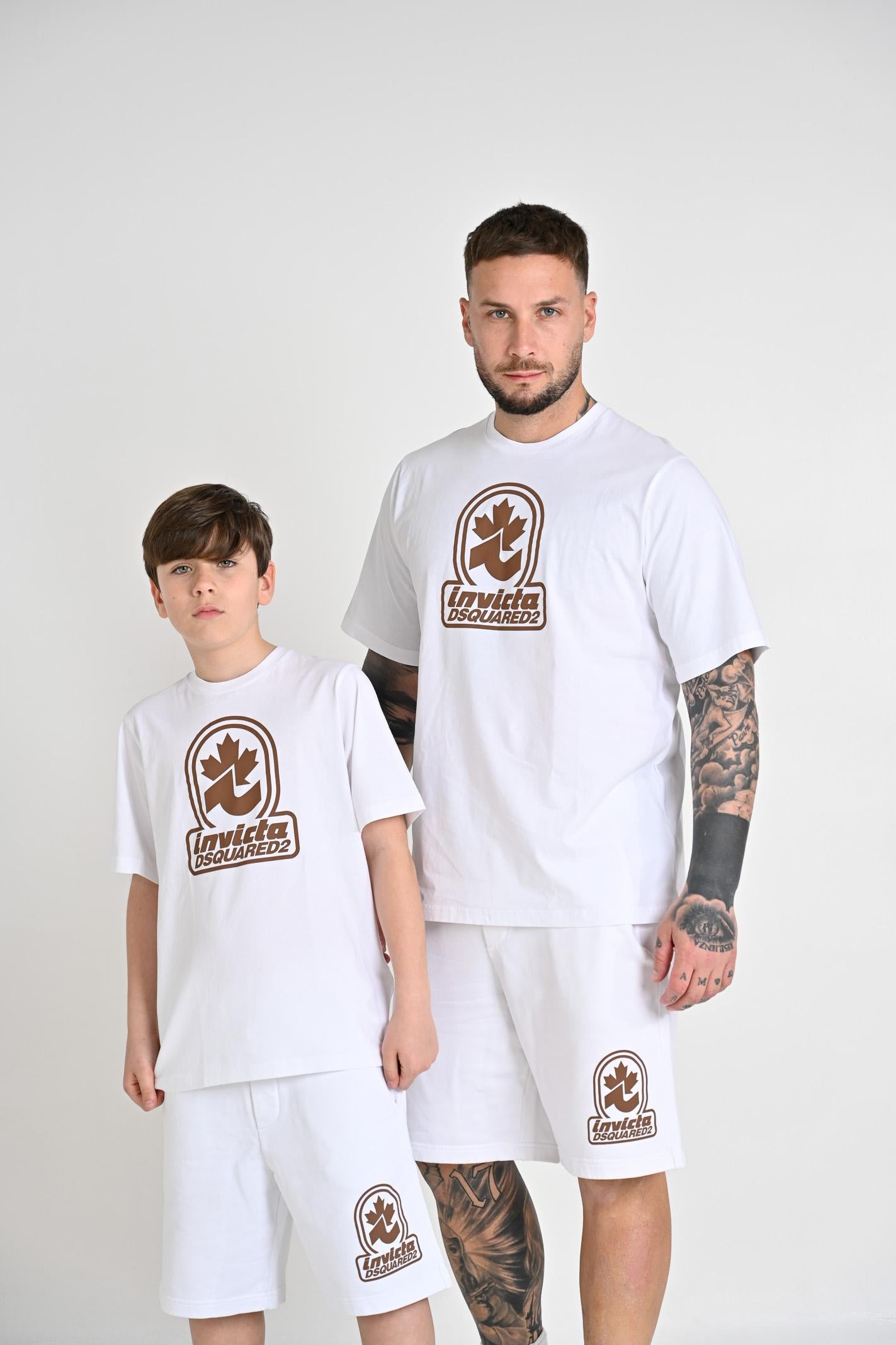 DSQUARED2 T-shirt a manica corta bianca per donna, ragazzi e bambini Invicta x Dsquared2 DQ2924D0AD3 DQ100 DSQUARED2