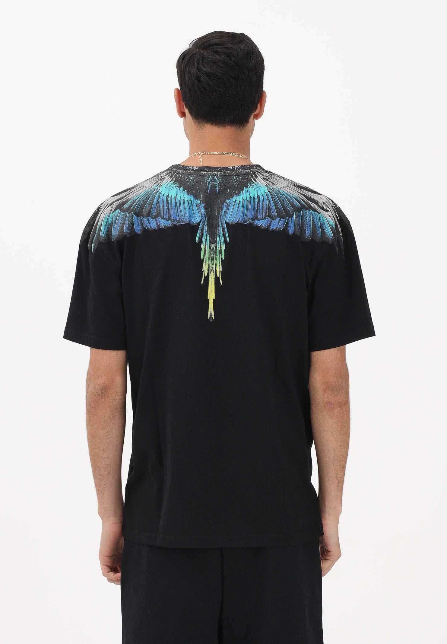MARCELO BURLON COUNTY OF MILAN T-shirt a manica corta nera da uomo con stampa ali S6CMMATH022 110 MARCELO BURLON COUNTY OF MILAN