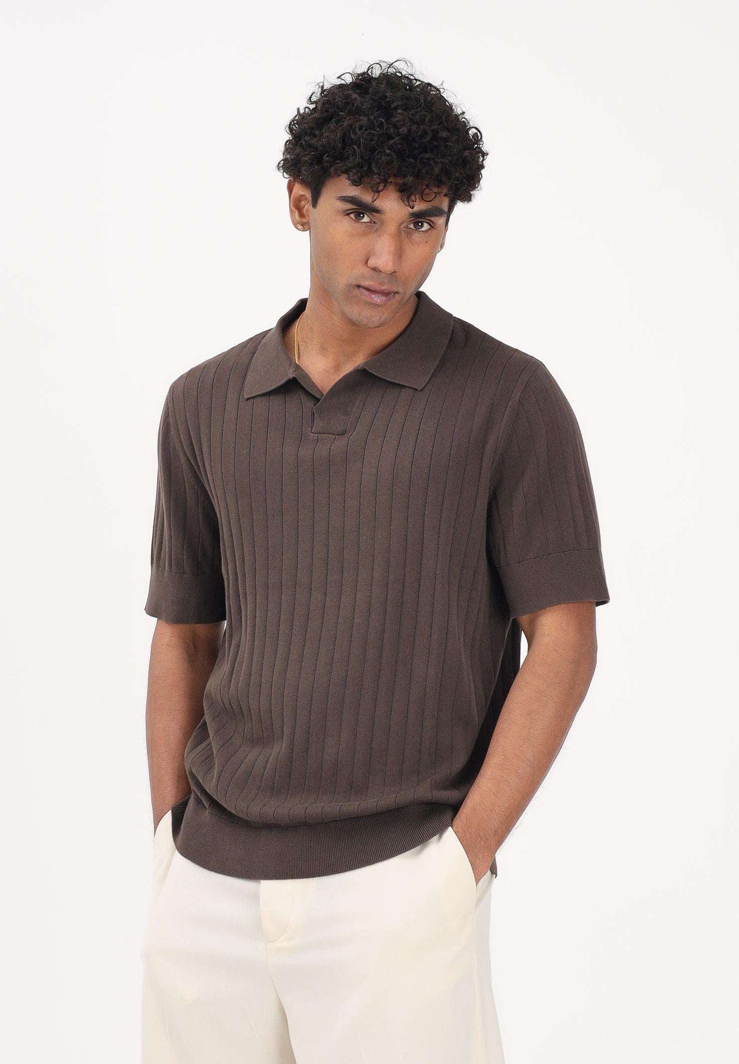 SELECTED HOMME Polo a manica corta marrone da uomo 16102031 DE SELECTED HOMME