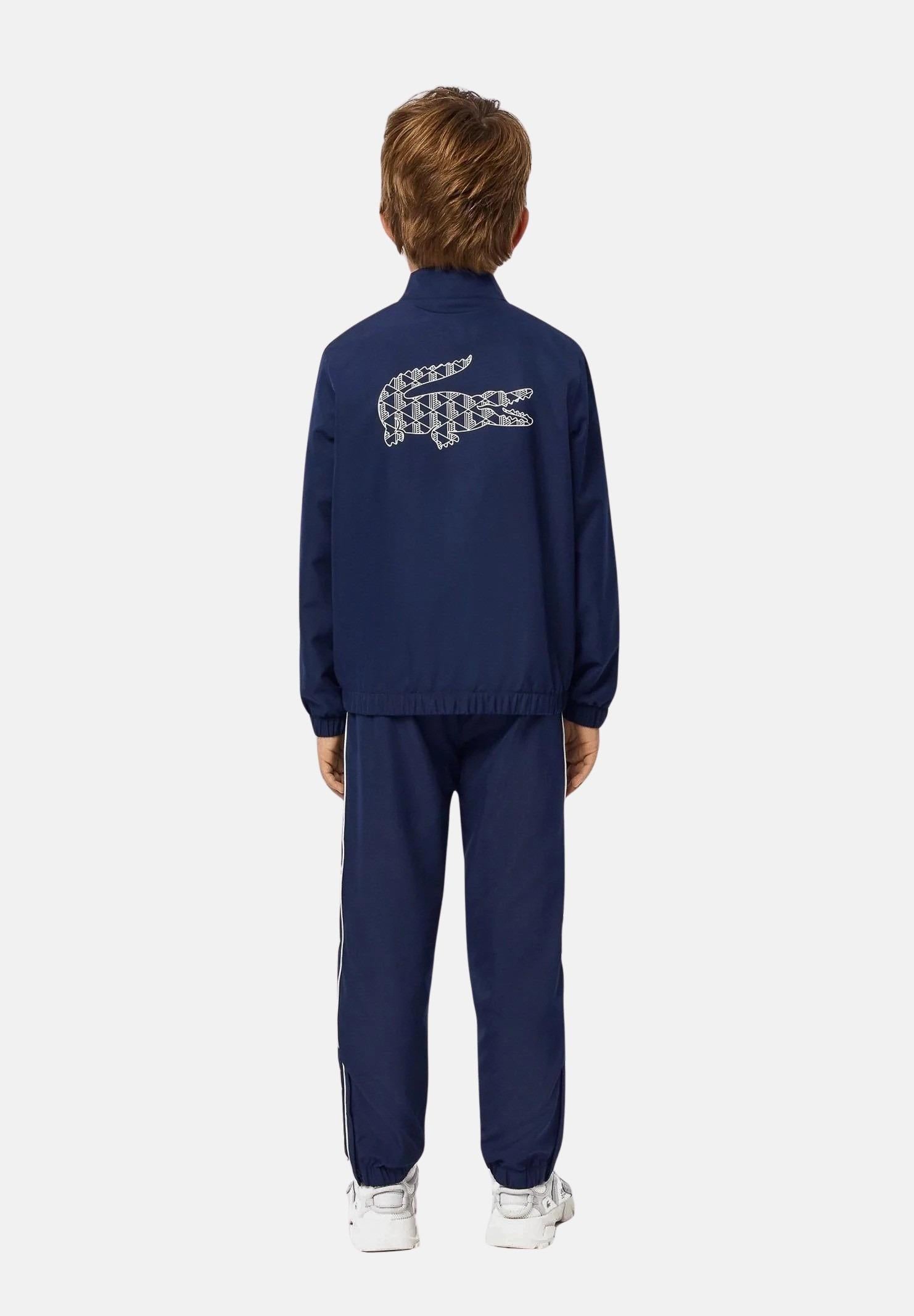 Tuta blu da bambino con logo WJ2450 525 LACOSTE