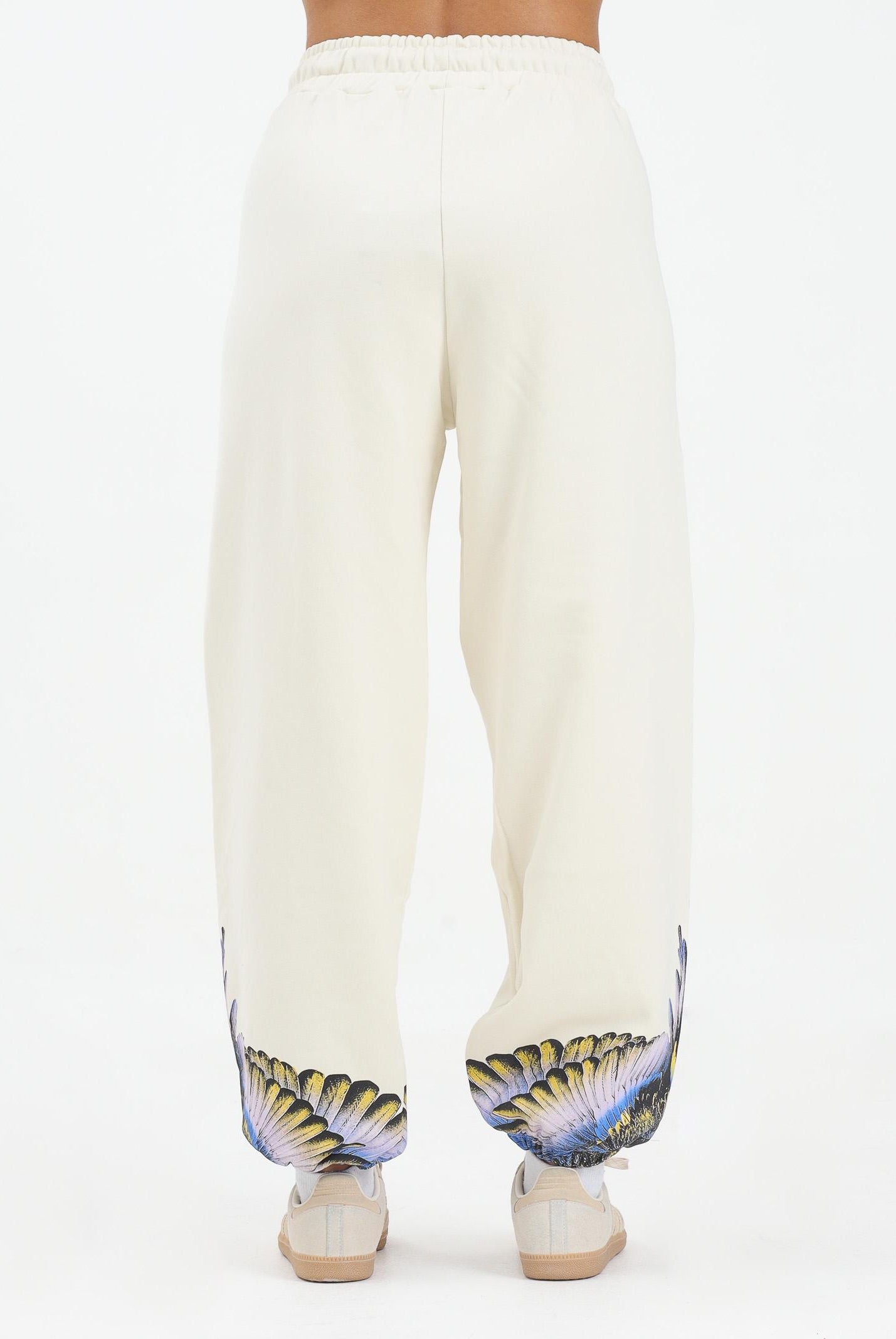 MARCELO BURLON COUNTY OF MILAN Pantalone sportivo panna da donna con stampa ali sul fondo 25ICM30074 LASK MARCELO BURLON COUNTY OF MILAN