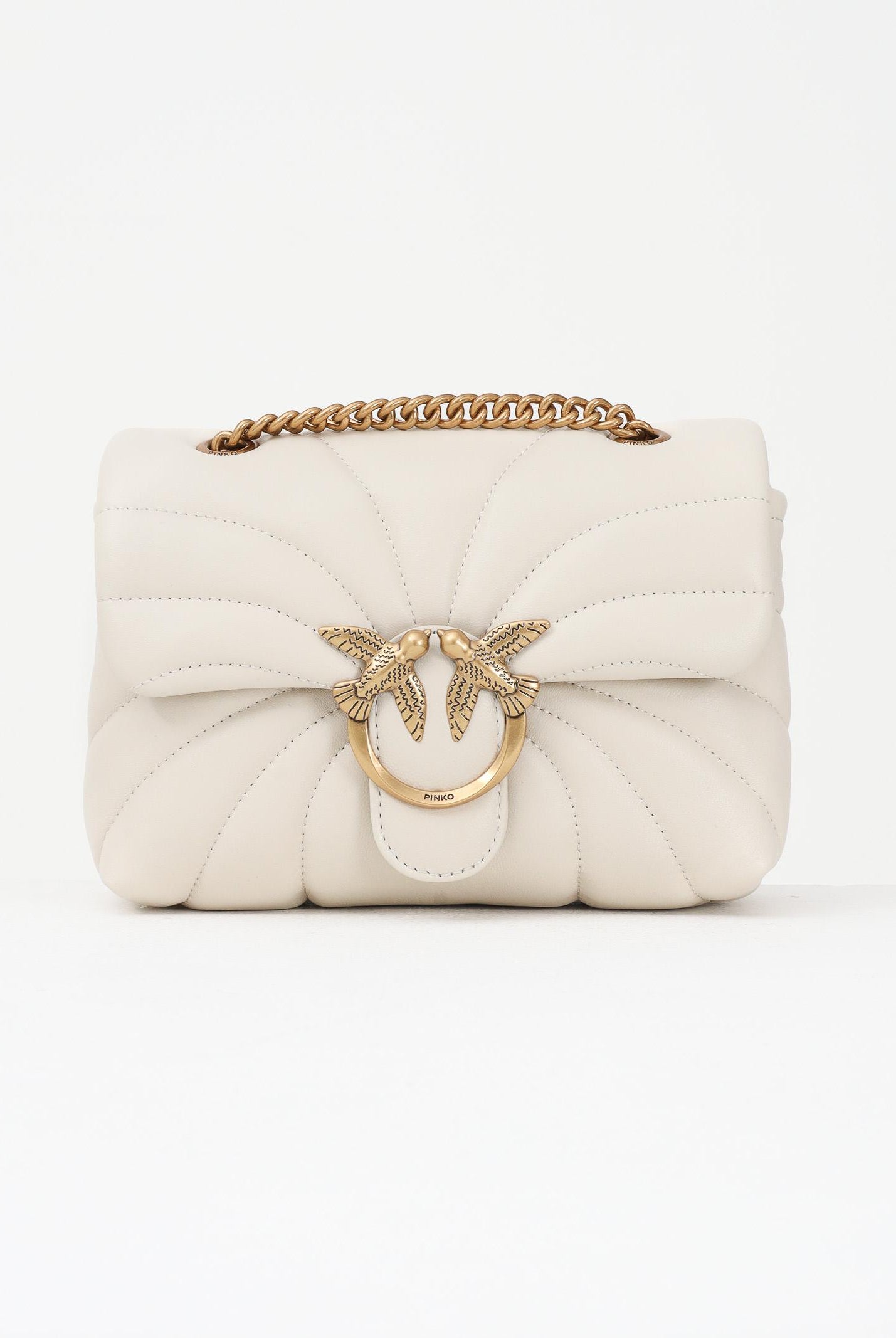 PINKO Borsa a tracolla Mini Love Bag Puff panna da donna in nappa con trapuntatura Butterfly 100039A1EX Z14Q PINKO