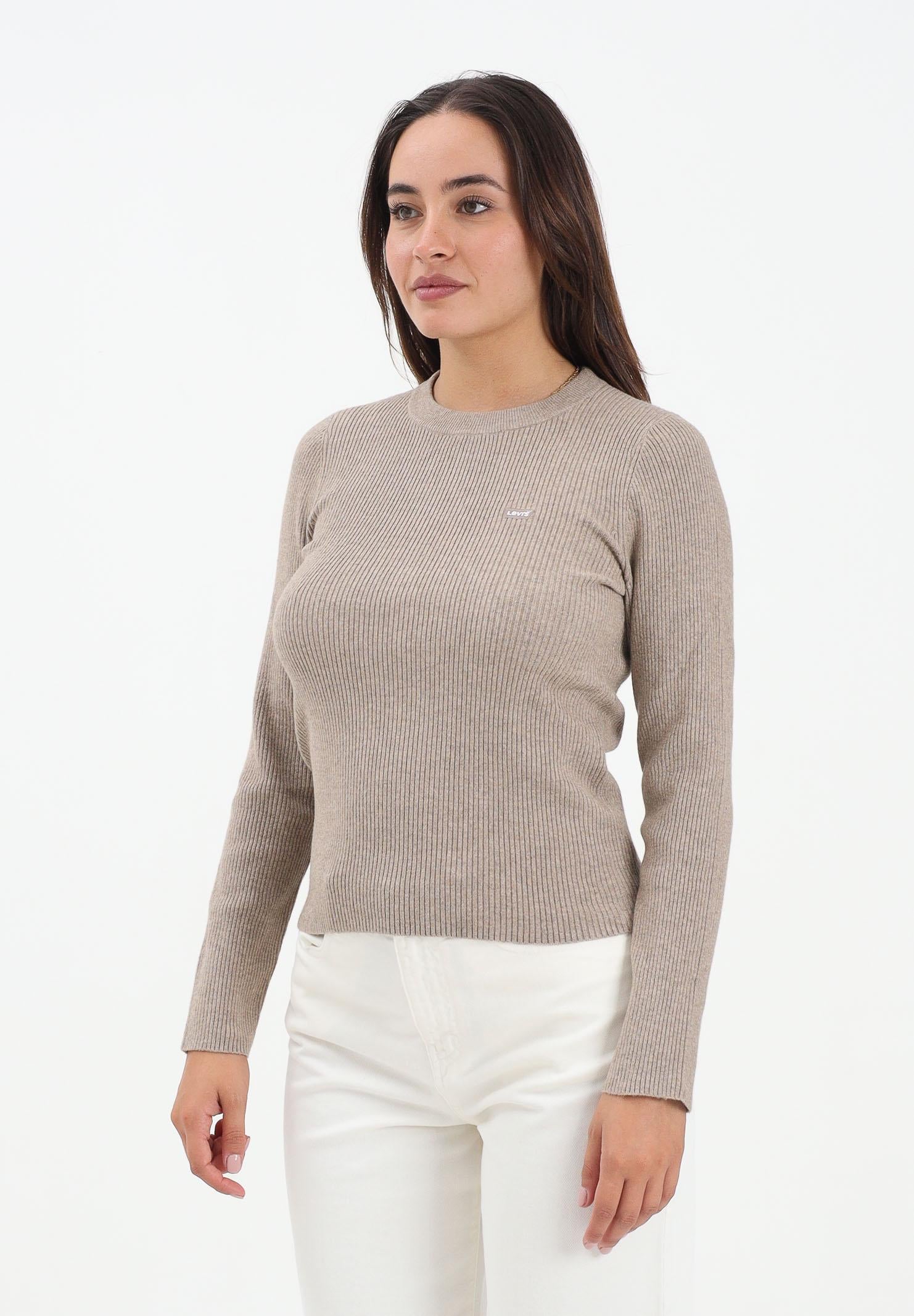 LEVI'S® Maglioncino girocollo beige da donna realizzato in tessuto a costine A0719-0037 LEVI'S®