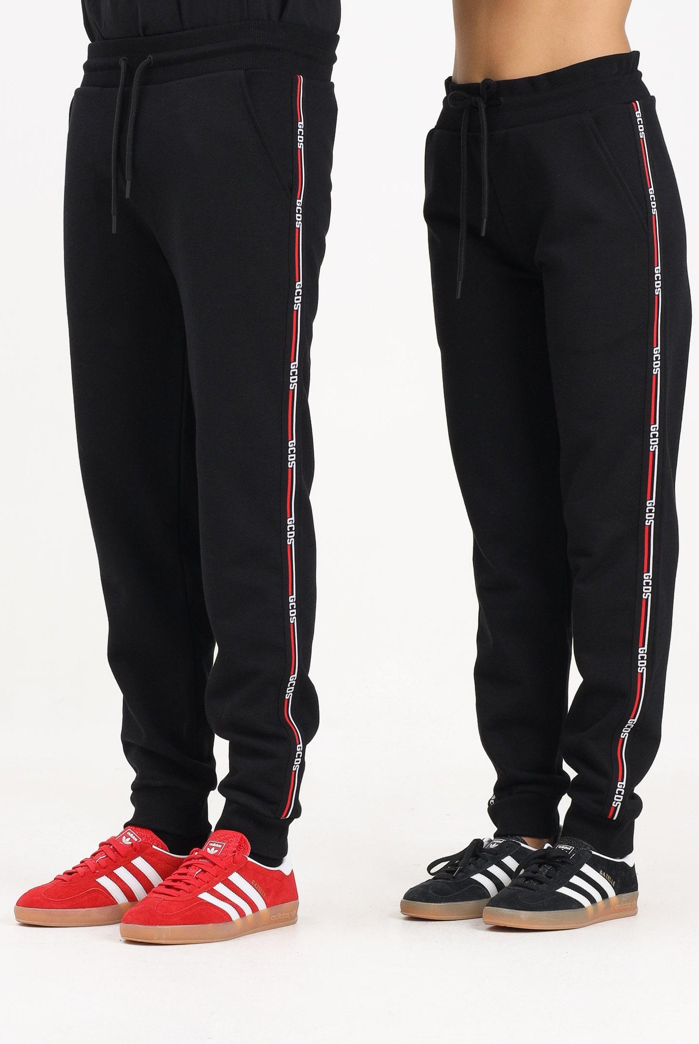 GCDS Pantalone sportivo nero per uomo e donna con banda logata B2EW3002JD1 99 GCDS