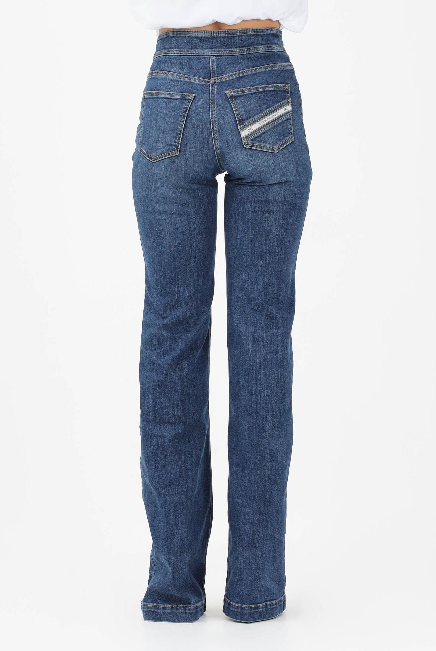 ELISABETTA FRANCHI Jeans a palazzo in denim medio da donna PJ19D61E2 104 ELISABETTA FRANCHI