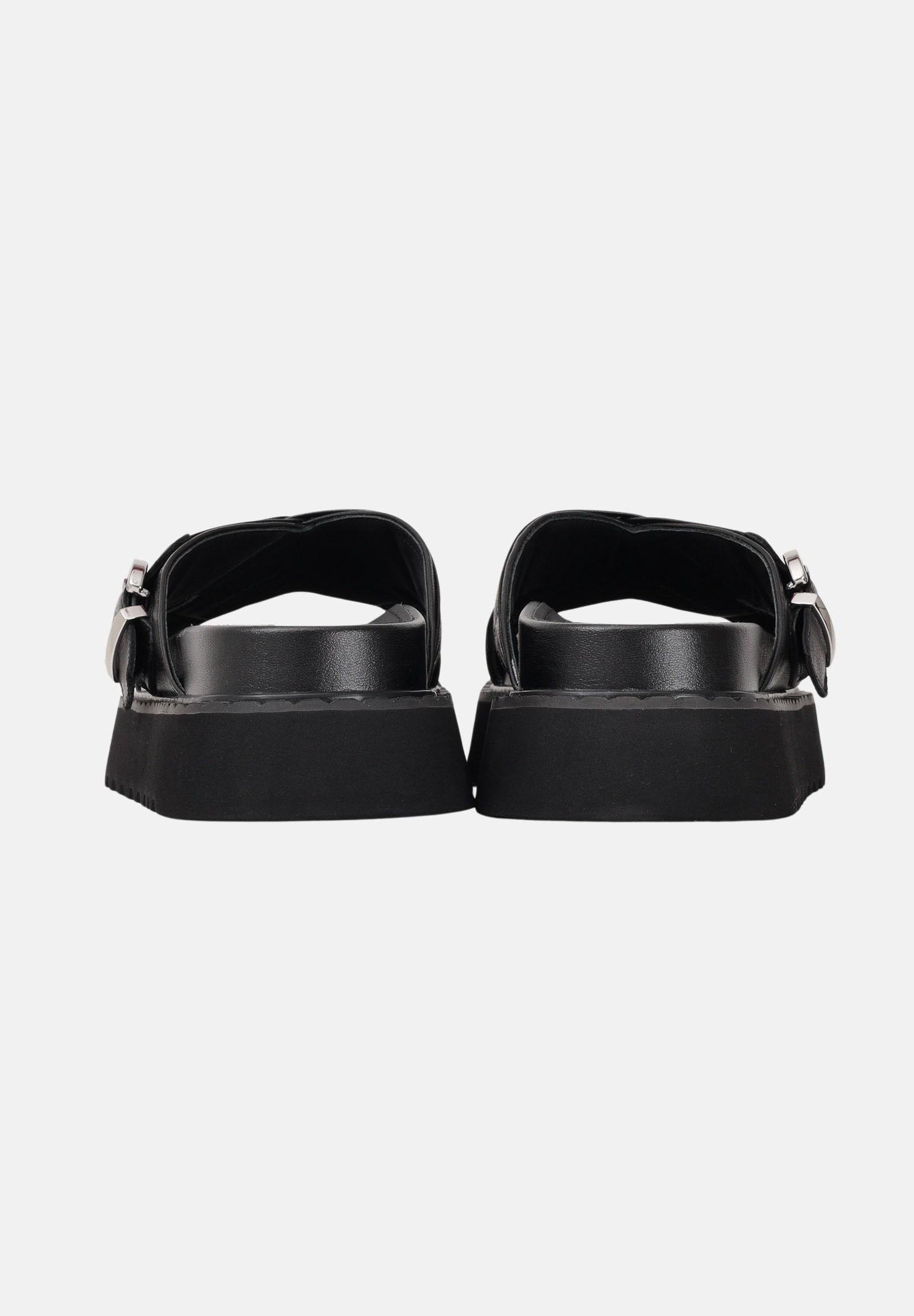 PINKO Ciabatte nere da donna in nappa intrecciata con anelli metallici SD0537P003Z99 Z99 PINKO