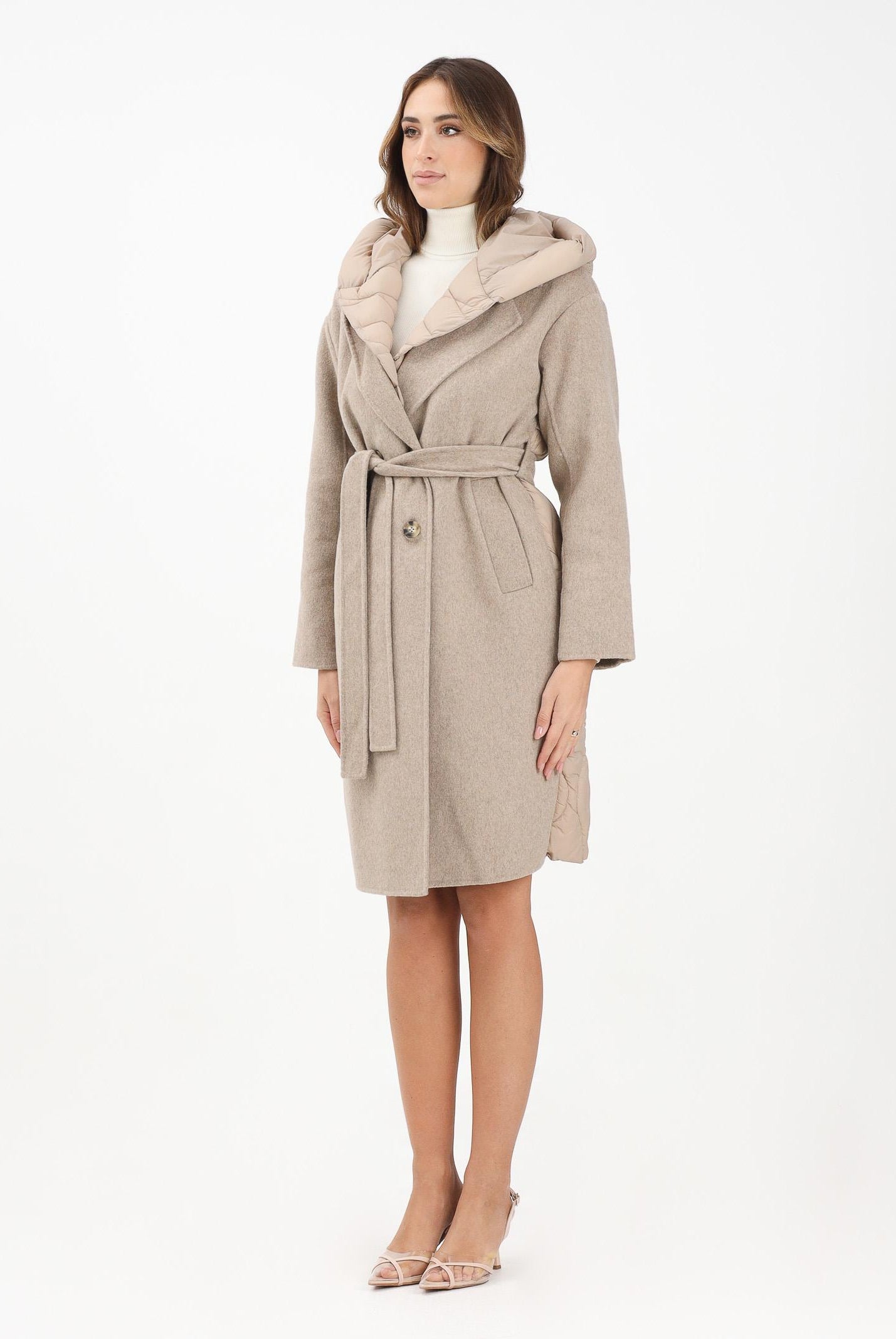 VICOLO Cappotto beige da donna con dettagli trapuntati TF0028 BE VICOLO