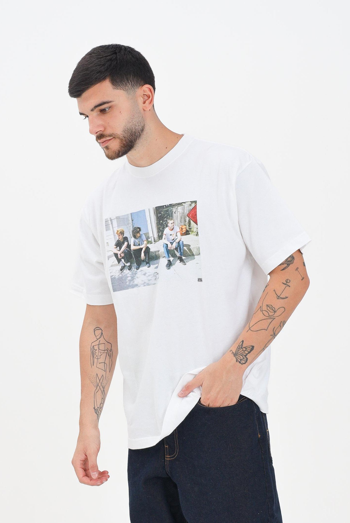 VANS T-shirt a manica corta SKATE ATIBA HAZE CURB CREW bianca da uomo VN000QJPWHT1 . VANS