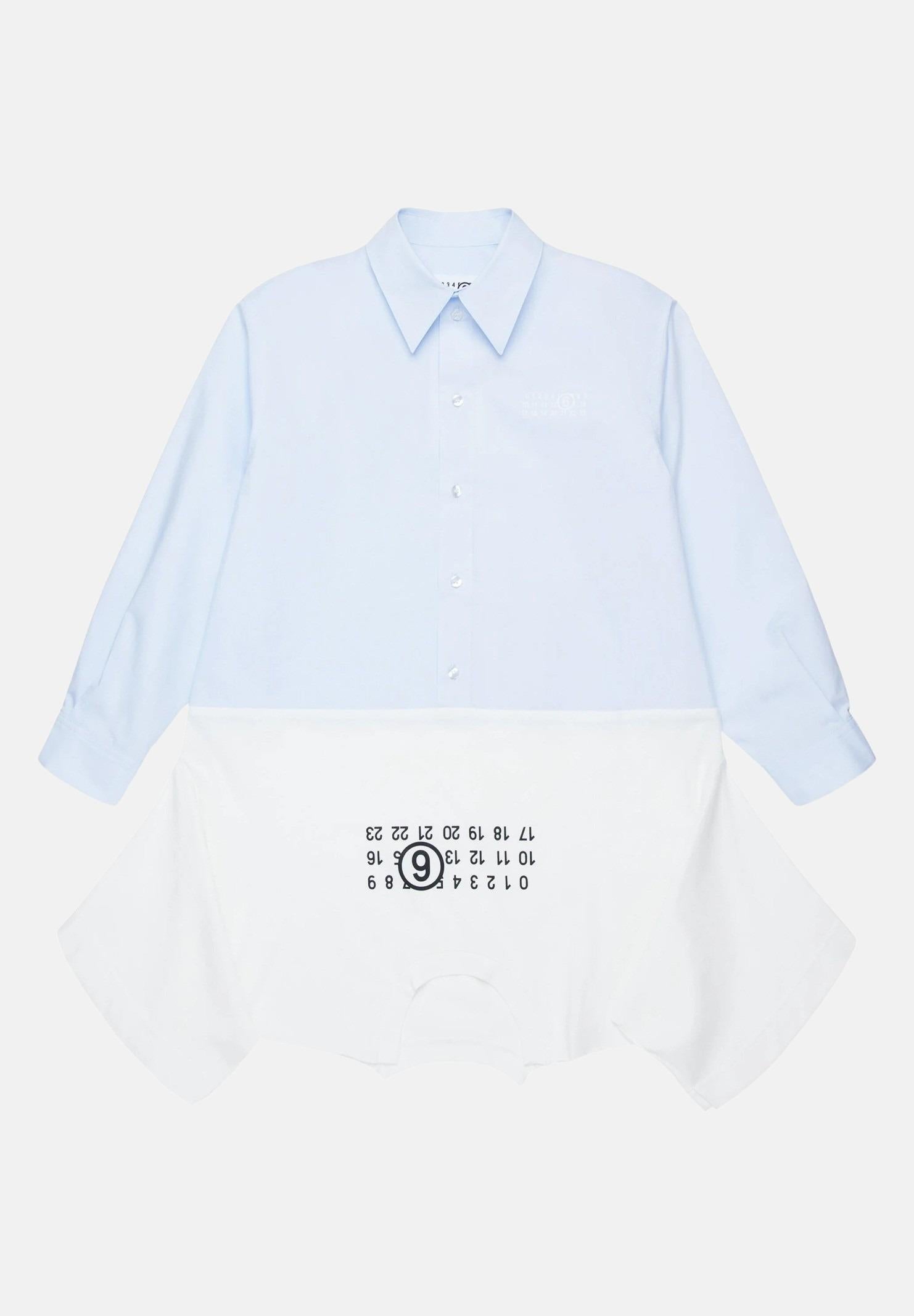 Abito corto bianco e azzurro per donna e bambina composto da camicia e t-shirt M60640MM014 M6C24 MAISON MARGIELA