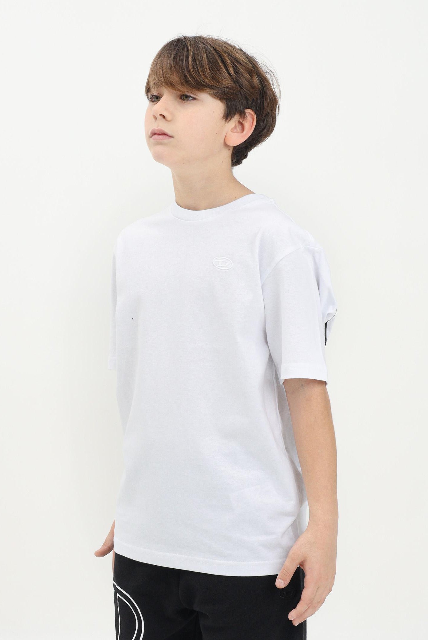 DIESEL T-shirt a manica corta bianca per donna, ragazzi e bambini con maxi logo Oval D J022760HGAM K100 DIESEL
