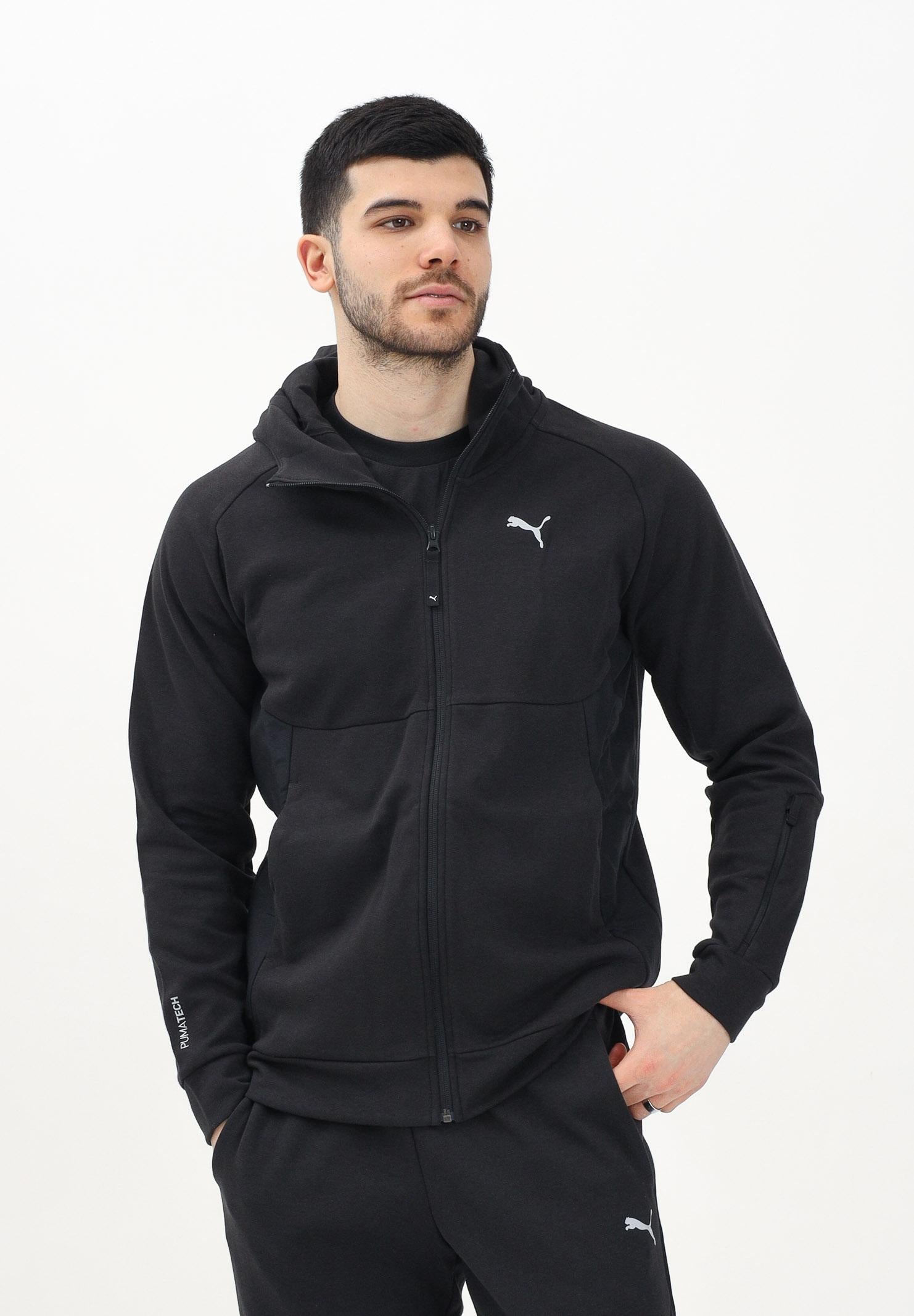 PUMA Felpa con zip PUMATECH nera da uomo 684605 01 PUMA