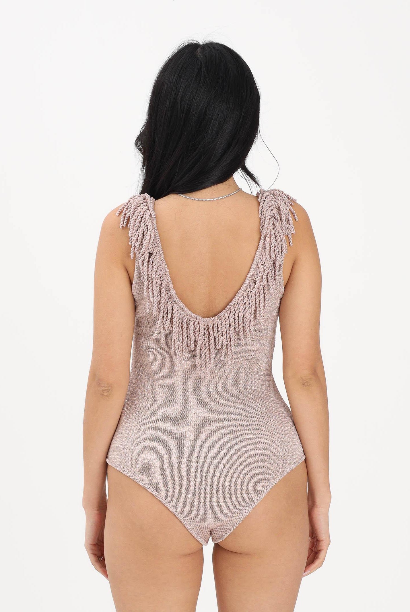 SIMONA CORSELLINI Body in maglia rosa da donna con frange P26CPBDO0101 V0697 SIMONA CORSELLINI