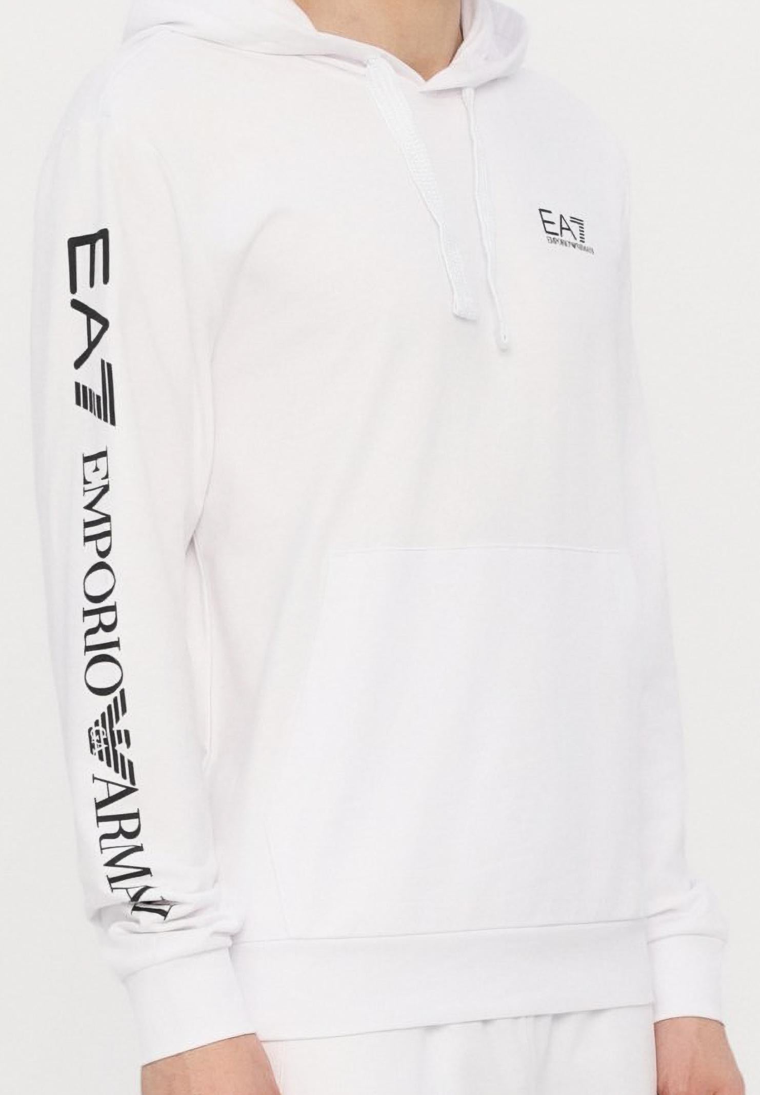 EA7 Felpa con cappuccio bianca da uomo rifinita da stampa logo 7M000570AF10377 M0003 EA7