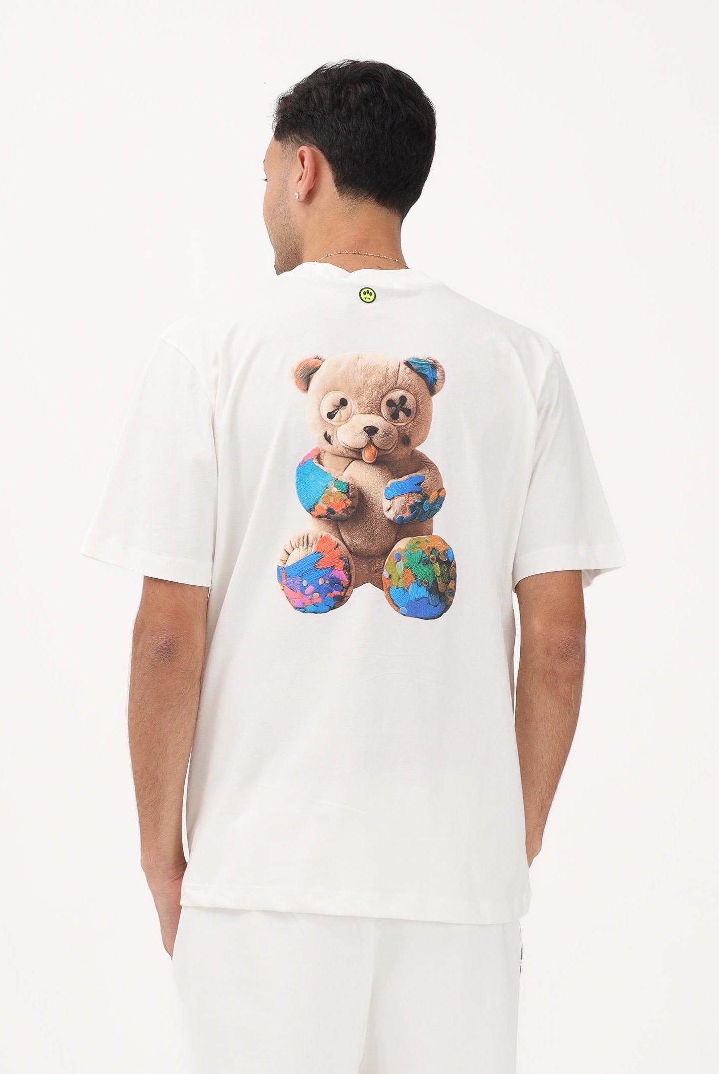 BARROW T-shirt a manica corta bianca per uomo e donna con maxi stampa teddy S6BWUATH076 412 BARROW